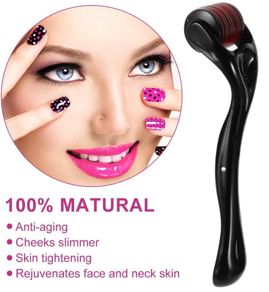 Styllent 3 Pack Titanium Microneedle Derma Roller Set (0.5mm, 1.0mm, 1.5mm) - Professional Skin Care Tool for Wrinkles, Hair Loss, Stretch Marks & Hair Regrowth - Black | At-Home Facial Treatment & Beauty Routine Essential