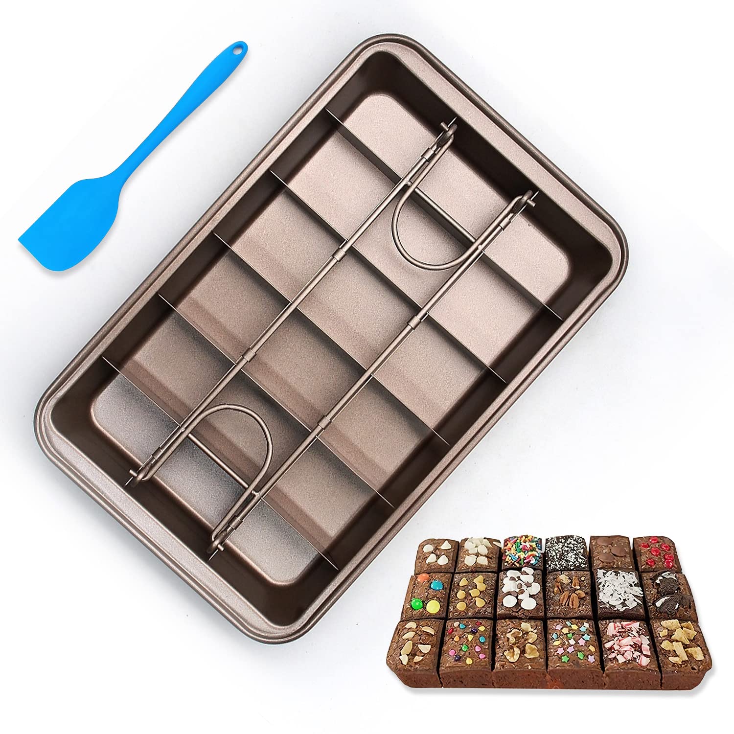 Nonstick Carbon Steel Brownie Pan with Dividers - 18 Pre-Cut Square Baking Molds for Brownies, Cakes, Fudges & Chocolate | Perfect for Home Baking, Parties & Holiday Treats