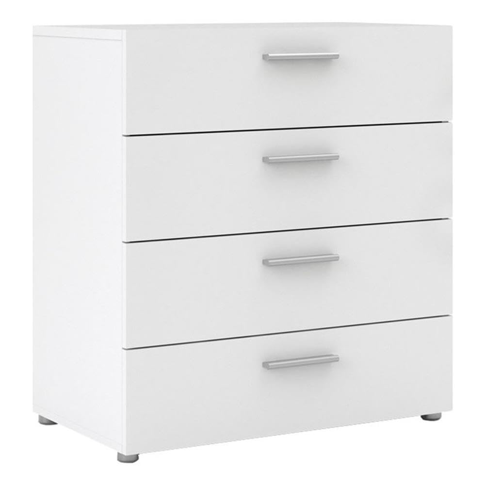 Modern 4-Drawer White Engineered Wood Dresser - Perfect for Bedroom Storage & Organization, Ideal for Small Spaces & Apartment Living