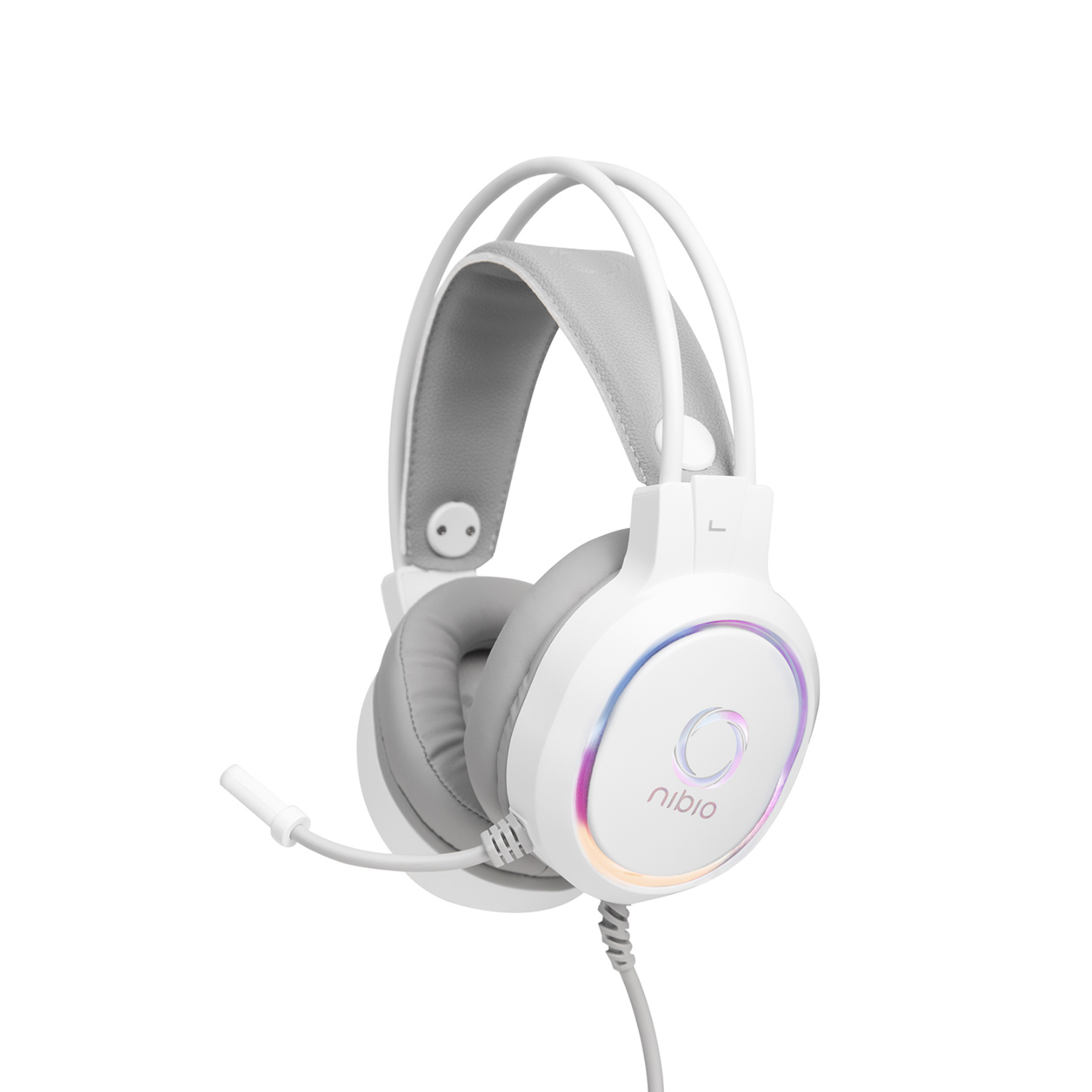 Nibio Zigma RGB Gaming Headset for PS5, Xbox, PC - White - Perfect for Competitive Gaming & Immersive Audio Experience