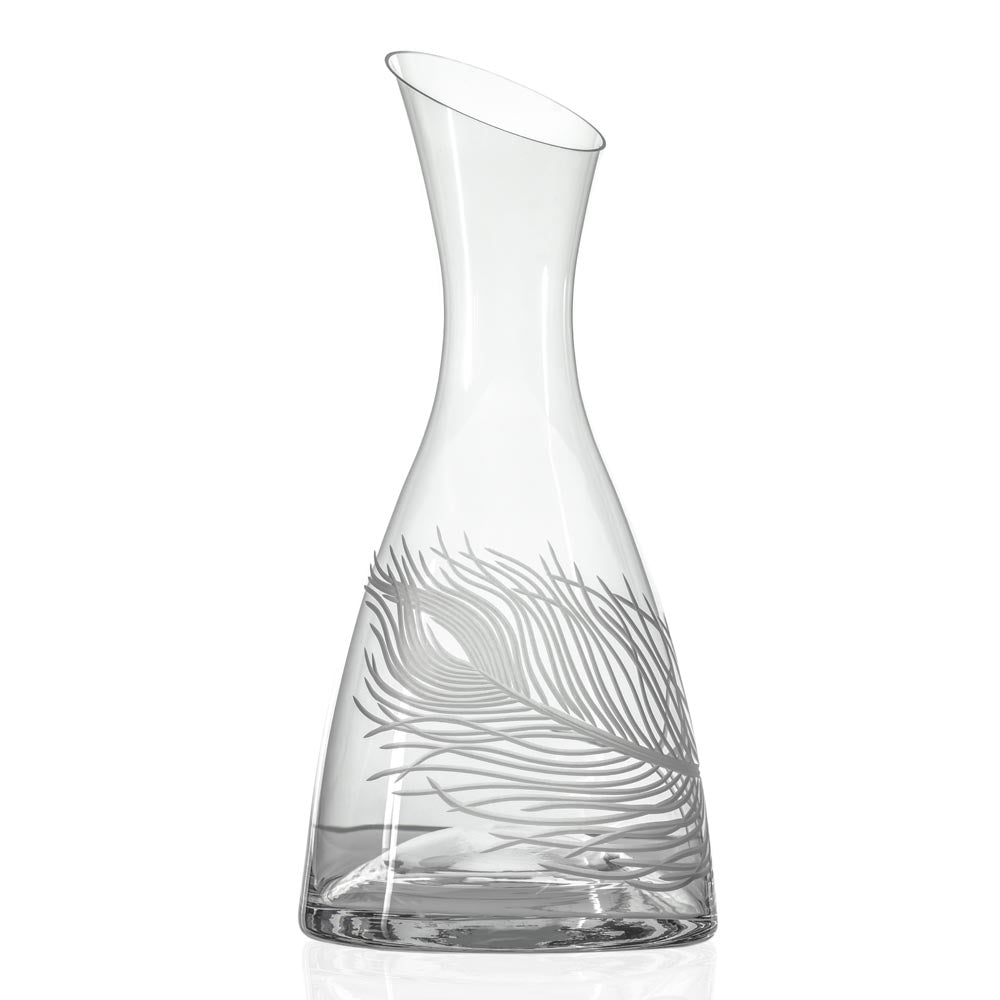 Elegant Peacock Design 37.25oz (1.1L) Glass Wine Carafe with Pour Spout - Perfect for Serving Wine, Water or Juice at Dinner Parties, Weddings & Home Decor