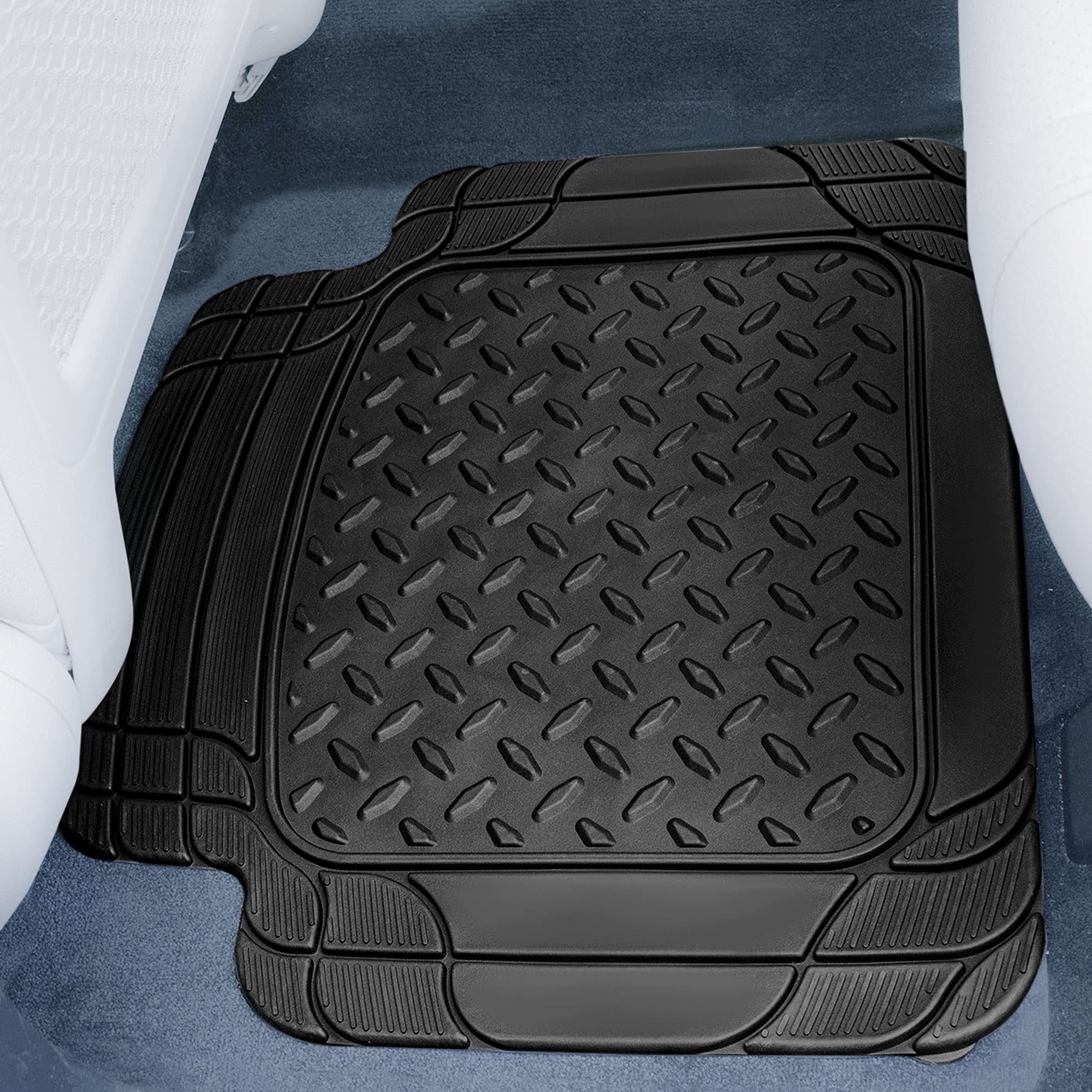 FH Group Heavy-Duty Rubber Car Floor Mats - Universal Fit for Sedans, SUVs & Trucks | All-Weather Protection | Trimmable Design | Perfect for Daily Commute, Road Trips & Off-Road Adventures