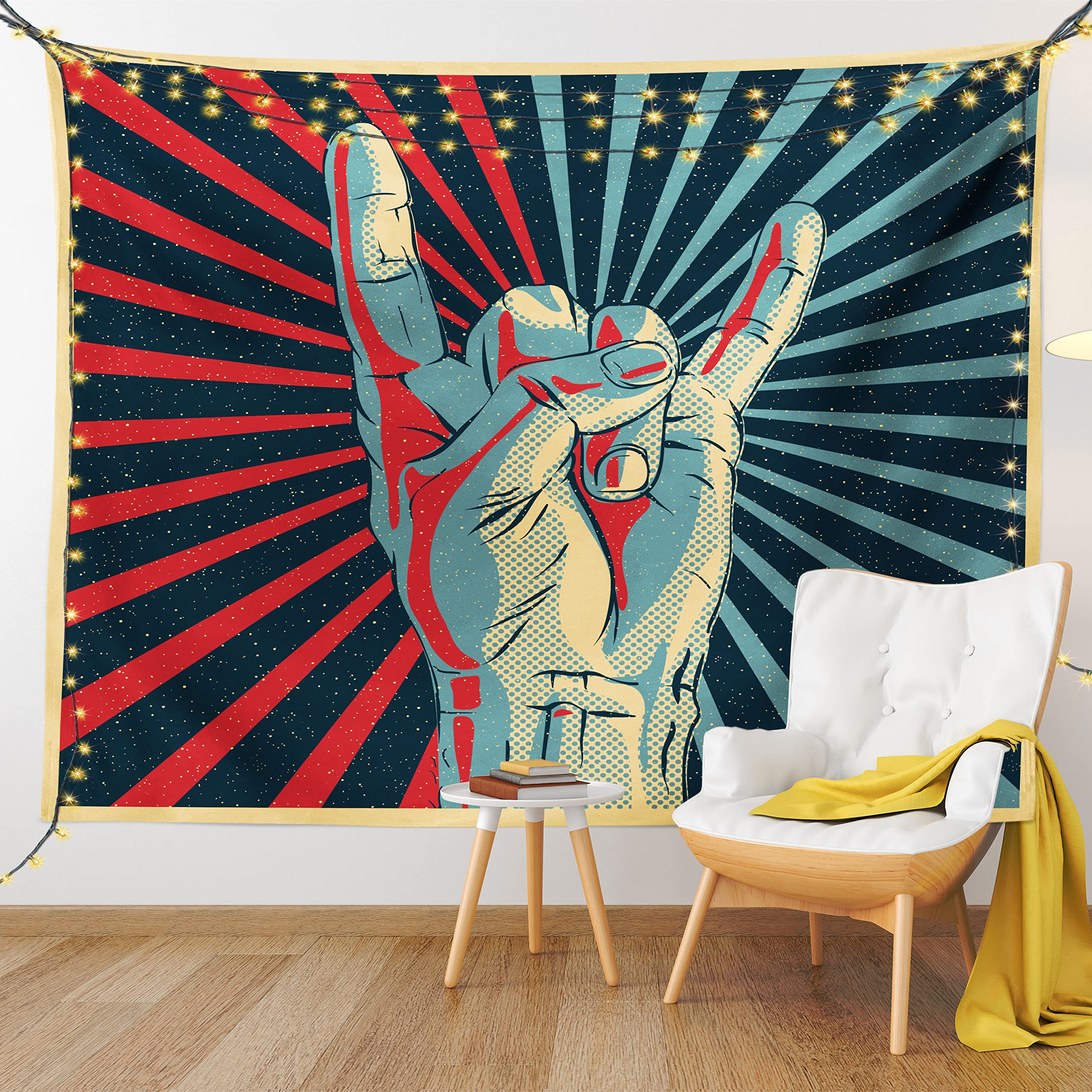 Ambesonne Rock Music Tapestry - Heavy Metal Wall Art for Bedroom & Dorm Decor