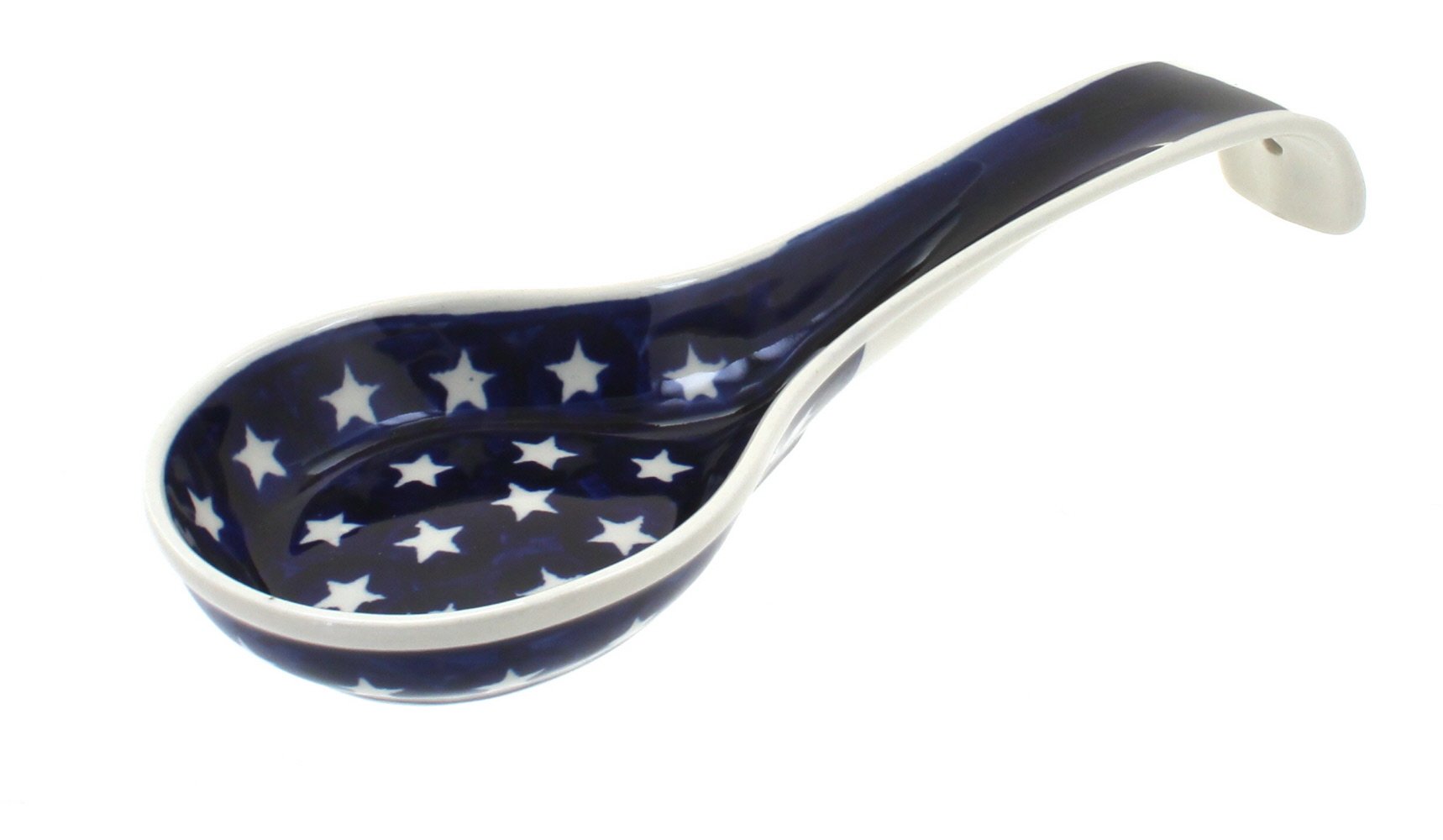 Blue Rose Polish Pottery Stars Large Spoon Rest - Handmade Ceramic Spoon Holder for Kitchen Counter, Stovetop & Dining Table - Perfect for Cooking, Serving & Home Decor