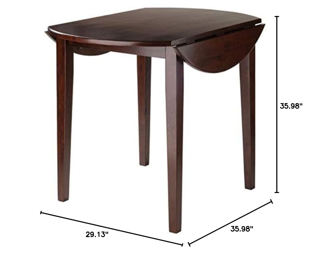 Ergode Clayton Round Drop Leaf Dining Table - 36 Inch Solid Walnut Wood Space Saving Table for Small Spaces - Easy Assembly (35.98