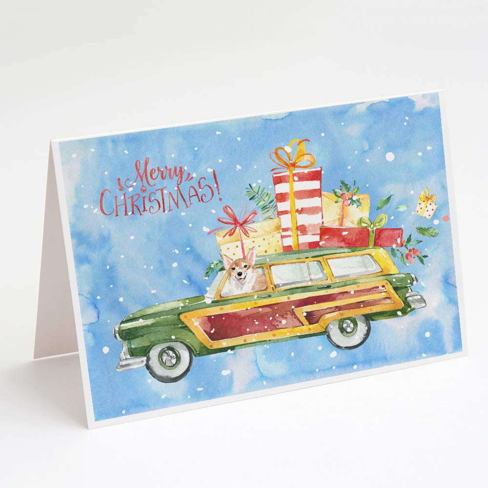 Merry Christmas Corgi Greeting Cards - Pack of 8 Blank A7 Note Cards (5x7) with Envelopes | Whimsical Holiday Stationery for Christmas Wishes, Party Invitations & Festive Correspondence