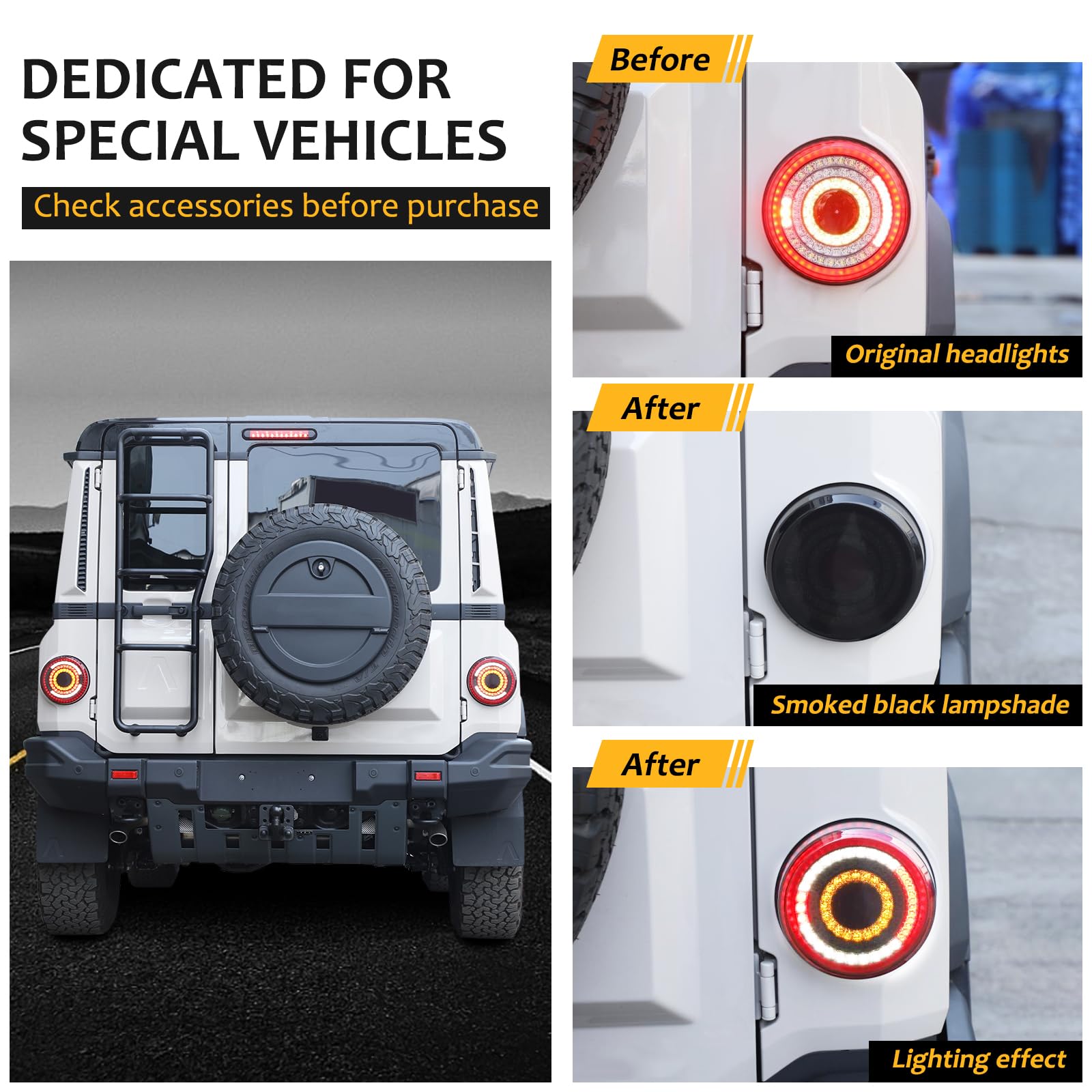 Smoked Black Tail Light Cover for INEOS Grenadier 2020-2024 - Durable Protection Frame & Stylish Trim Decoration - Perfect for Off-Road Adventures & Car Customization