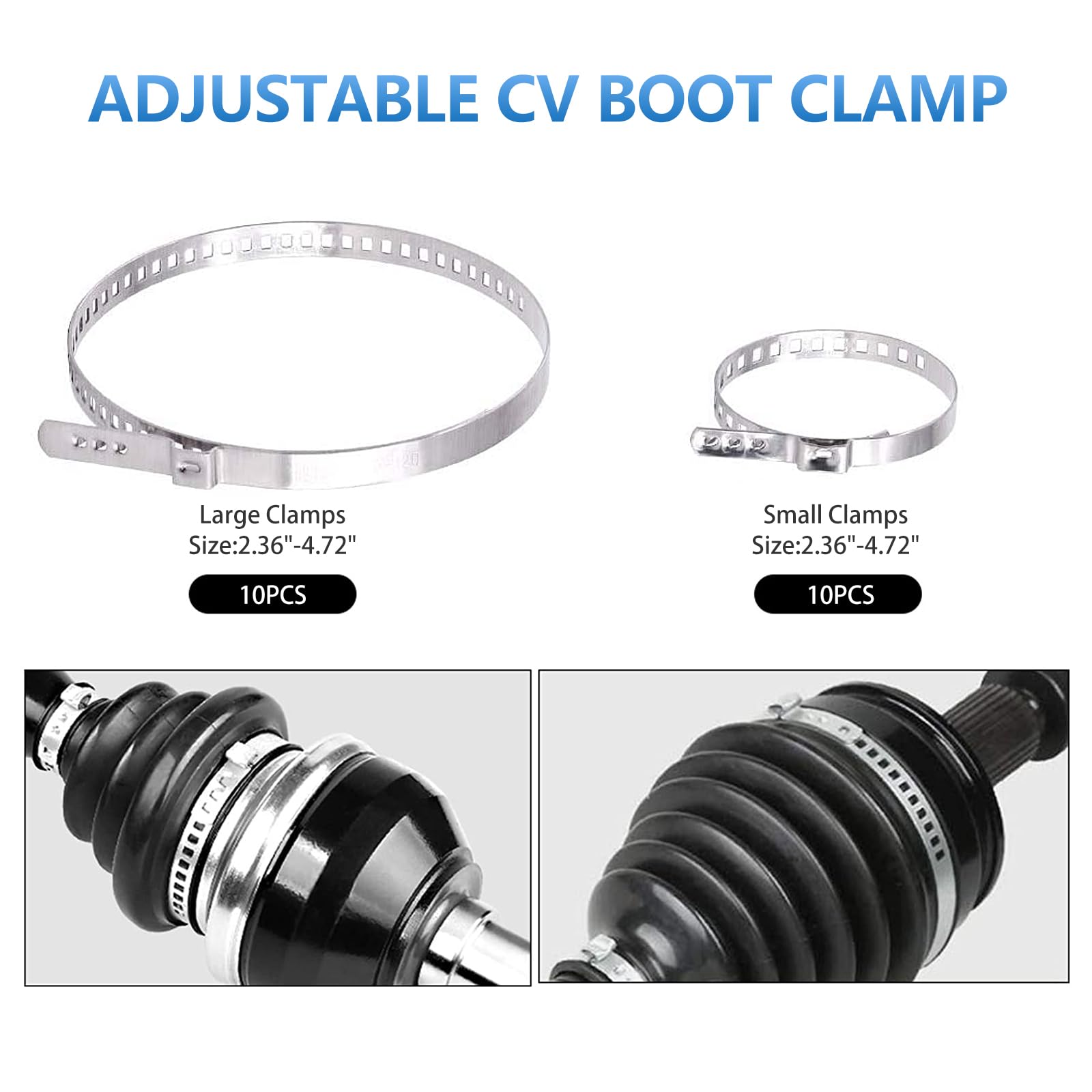 2 CV Boot Clamp Pliers with 20PCS 304 Stainless Steel CV Boot Clamps - Professional CV Axle Removal Tool & Hose Band Pliers for Car Repair - Dust Cover Clip Removal & Axle Banding Tool Kit (Blue) - Perfect for Auto Mechanics & DIY Vehicle Maintenance