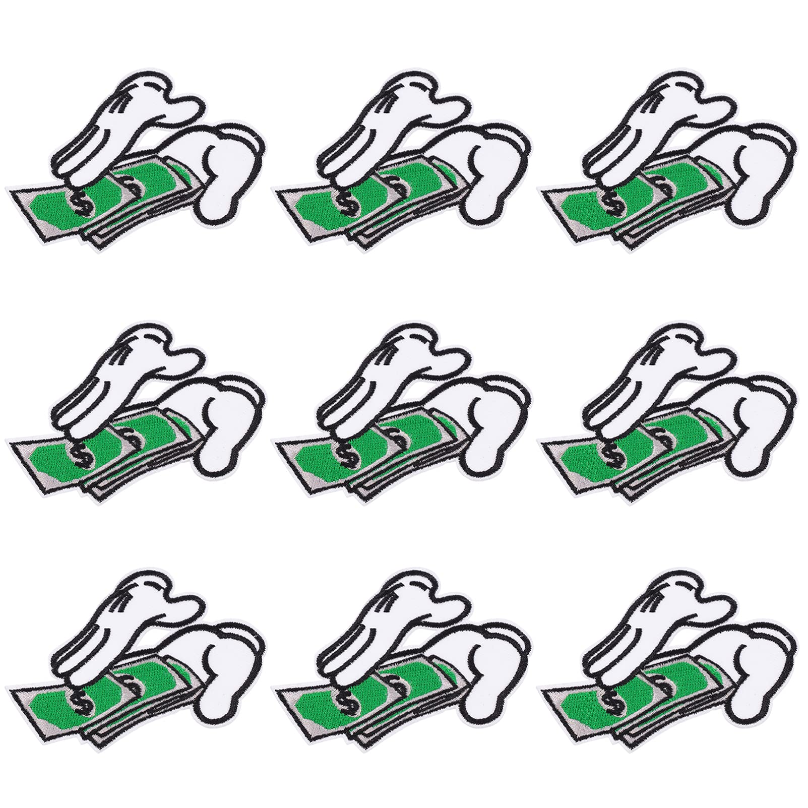 Healifty 9Pcs Funny Cartoon Money Counting Iron On Patches - Embroidered Dollar Bill Sew On Appliques for Clothes, Jackets, Backpacks - Perfect for DIY Crafts, Costume Design & Unique Fashion Statements