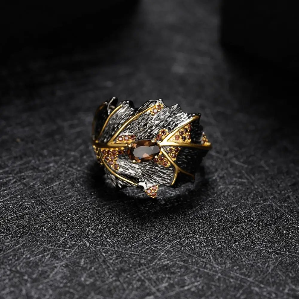 Dark Aura Ring for Men & Women - Gothic Black Onyx Stone Ring for Spiritual Protection & Energy Cleansing - Perfect for Meditation, Yoga & Wiccan Rituals