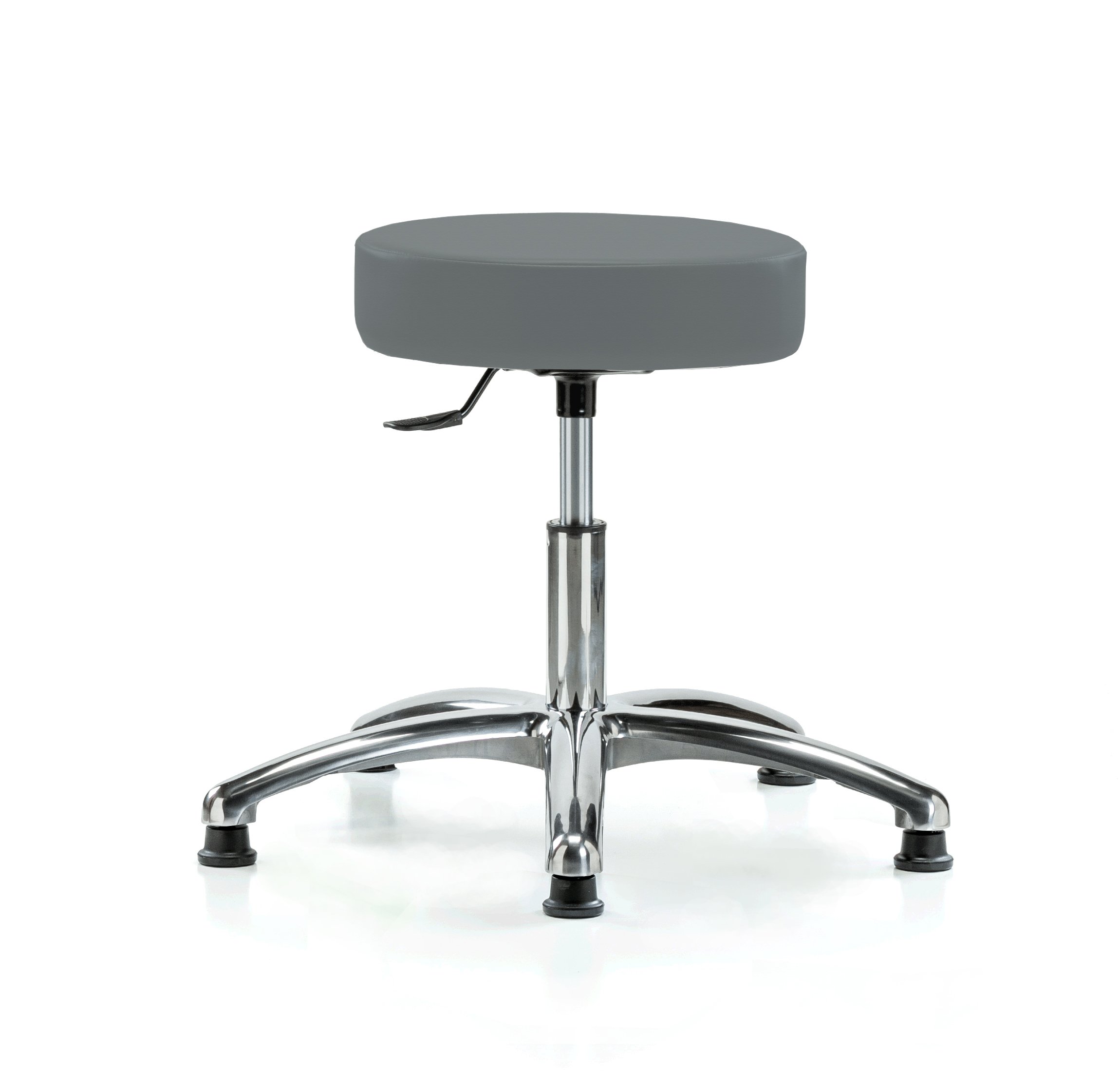 Adjustable Swivel Stool for Office & Home - Perch Chrome Rolling Single Lever Height Adjustable Chair with Stationary Base, Cinder Fabric - Perfect for Desks, Workstations & Kitchen Counters