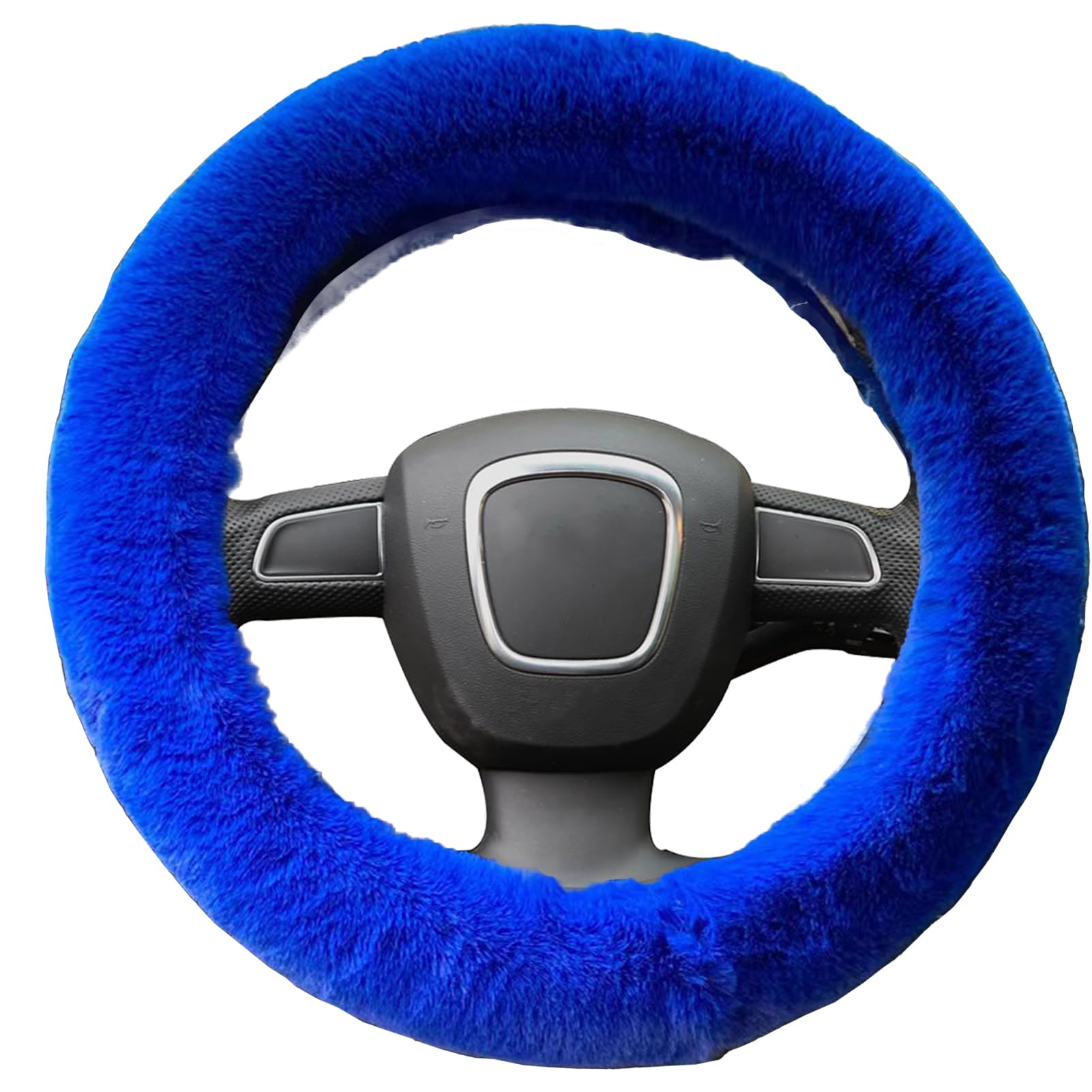 YUNXNYC Soft Fluffy Steering Wheel Cover - Winter Warm Plush Non-Slip Car Accessory for Women, Universal Fit for Most Vehicles (Blue) | Cozy Driving Comfort in Cold Weather