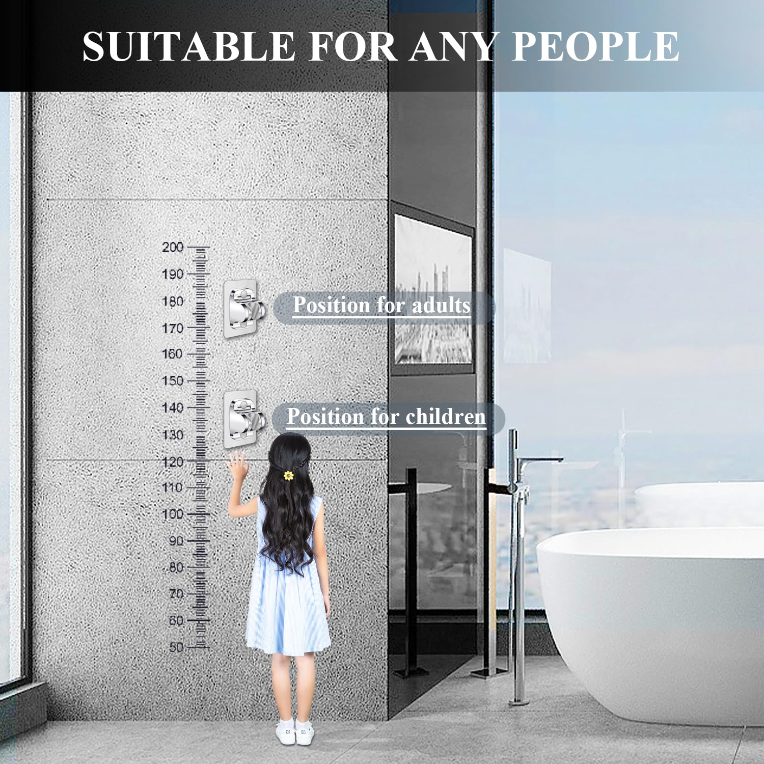 **No Drill Shower Head Holder - Adjustable Wall Mount Bracket for Handheld Shower Wand, Strong Adhesive, Silver - Perfect for Bathroom, RV & Small Spaces**