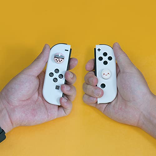 Cute Cartoon Silicone Joystick Cover for Nintendo Switch Lite & OLED - Premium, Eco-Friendly Material with Ergonomic Design & Perfect Fit (Milk Tea Bun) - Ideal for Gaming Protection & Comfort During Long Play Sessions