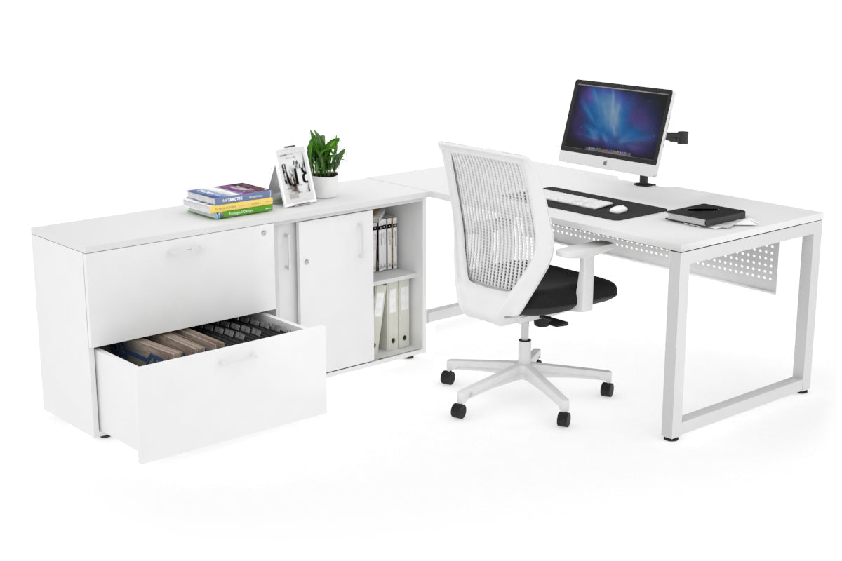 Quadro Loop Executive White Frame Office Chair - 1800L x 800W with Cable Scallop - Ergonomic Desk Chair for Home & Office Workspace