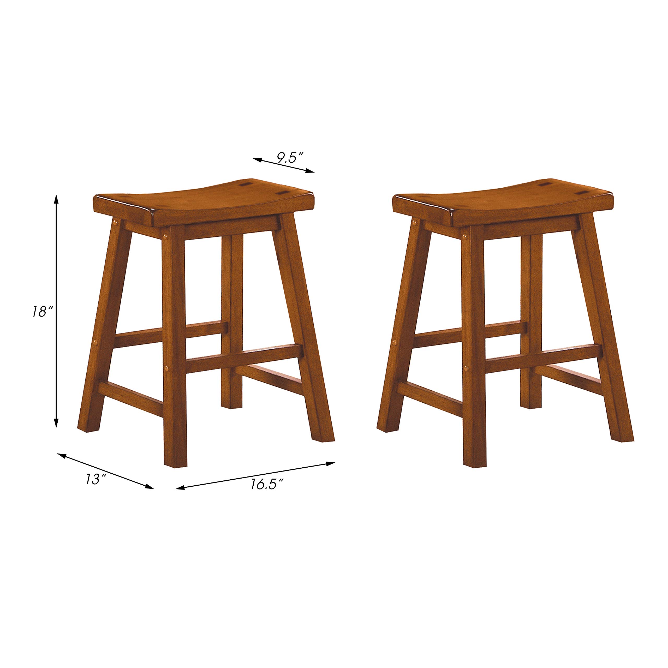 Lexicon Victoria Saddle Solid Wood Bar Stools Set of 2 - 17.5