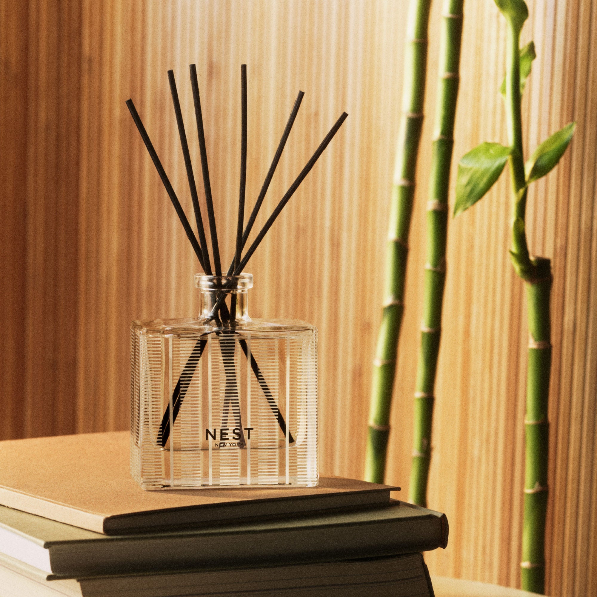 Premium Bamboo Reed Diffuser Set - Natural Home Fragrance Oil Diffuser with 6 Rattan Reeds - Aromatherapy Gift for Living Room, Bedroom & Office