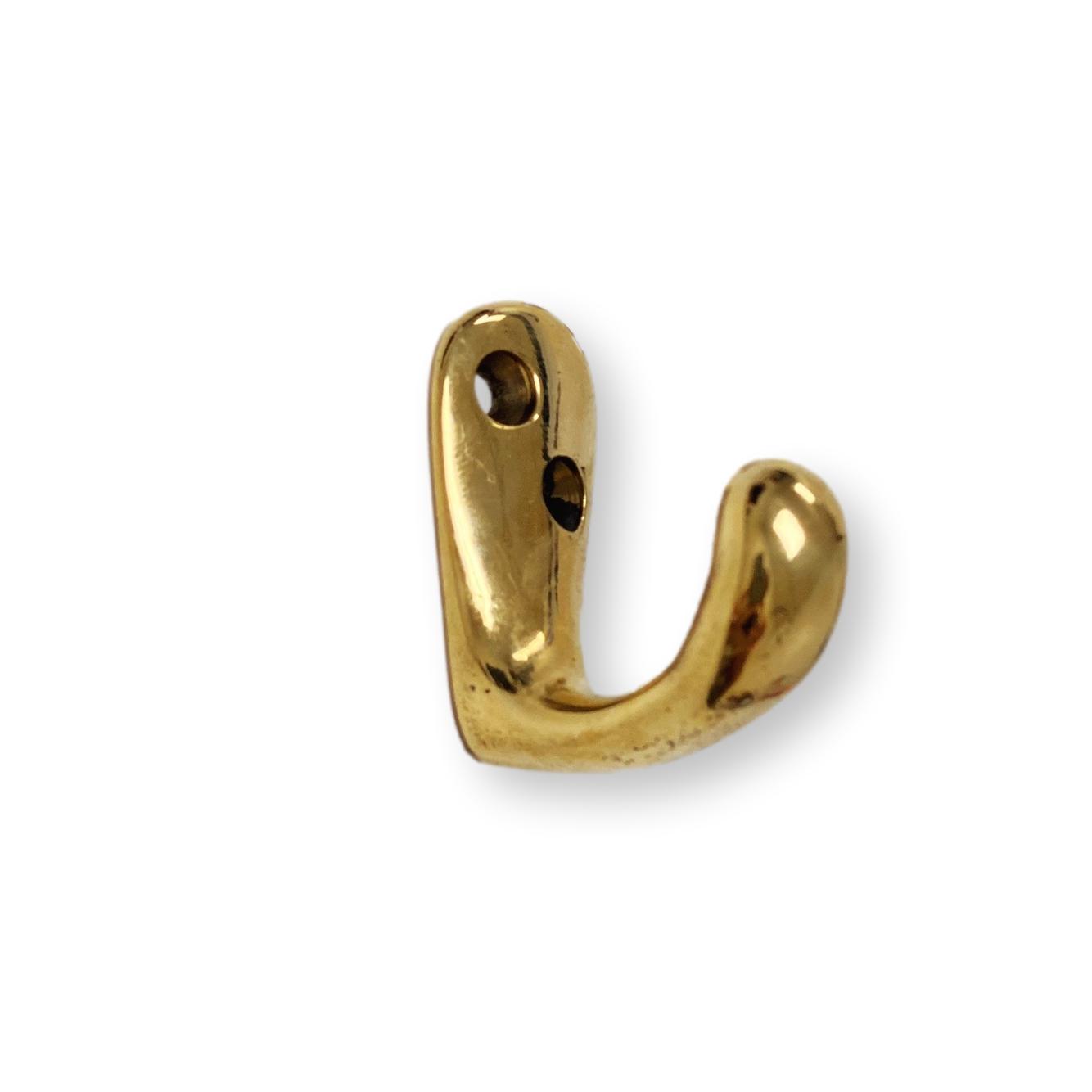 Vintage Unlacquered Brass Wall Hook - Louis XVI Style Coat & Hat Hanger for Entryway, Bedroom, or Bathroom Organization