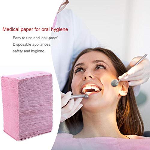 **Disposable Dental Bibs Waterproof 125 Pack, Pink 13