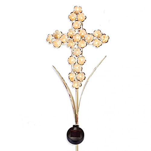 40 Inch Solar Memorial Cross with 24 LED Lights - Waterproof Cemetery Grave Decoration for Garden, Yard & Headstone - Solar Powered Outdoor Grave Marker for Loved Ones (Day & Night Use)