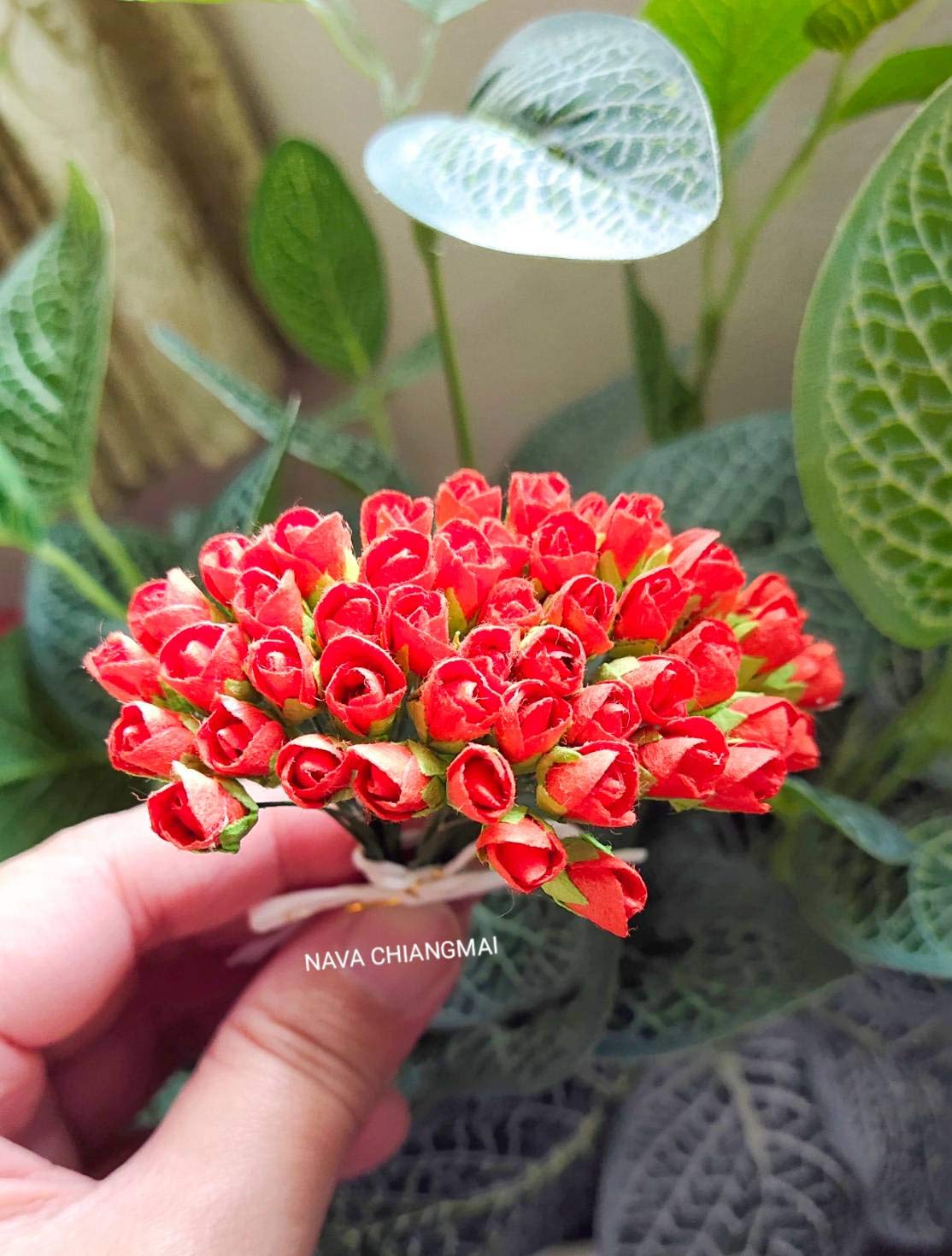 Mini Rose Bud Mulberry Paper Flowers - Artificial Wedding Flowers for Bouquets, DIY Crafts, Scrapbooking & Home Decor (Orange) - Perfect for Wedding Centerpieces, Bridal Shower Decorations and Gift Wrapping