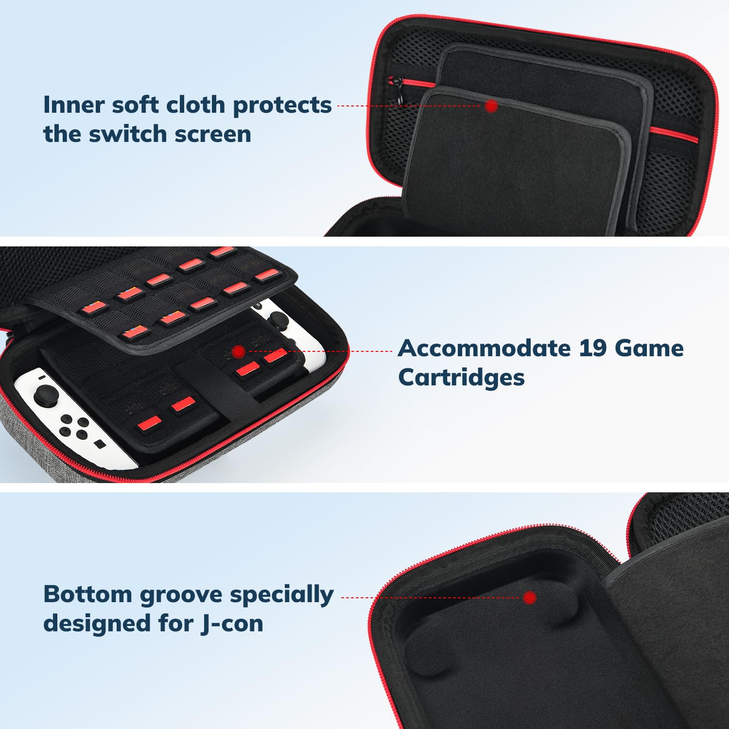 Younik Hard Carrying Case for Nintendo Switch & Switch OLED - Enhanced Version with Larger Storage Space for 19 Games, Official AC Adapter & Accessories | Portable Protection for Travel, Commuting & Gaming On-The-Go