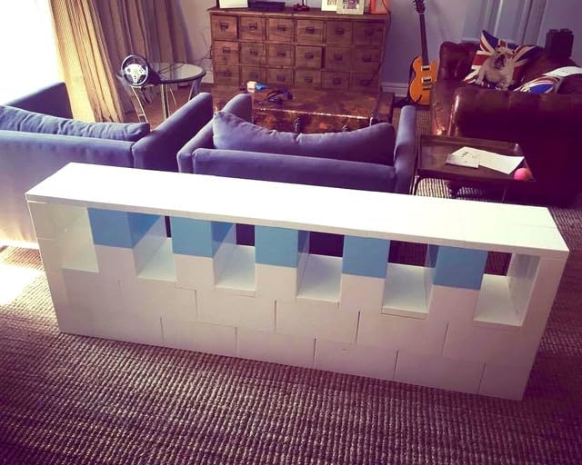 EverBlock 4 Foot TV Stand and Entertainment Console Kit in Blue - Perfect for Living Room, Bedroom, and Home Theater Setup