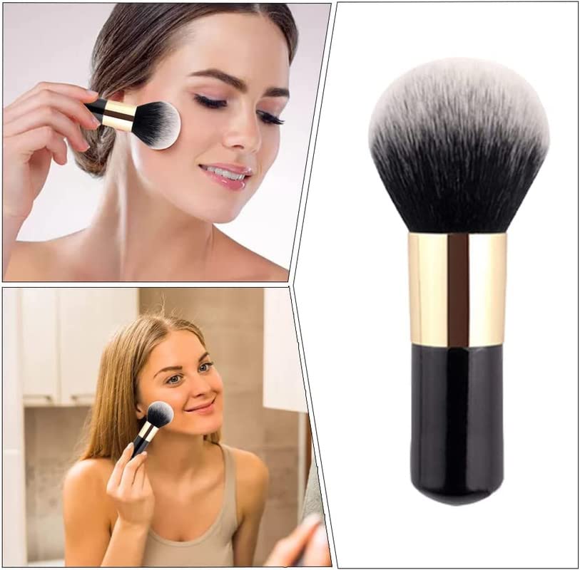 RECTYO GALLERY 1PC Round Top Makeup Brush - Face Blush & Powder Cosmetic Brush Set | Travel Size Kabuki Brush for Blending, Cream, Blush Buffing & Stippling | Perfect for Everyday Makeup & Professional Makeup Artist Kit