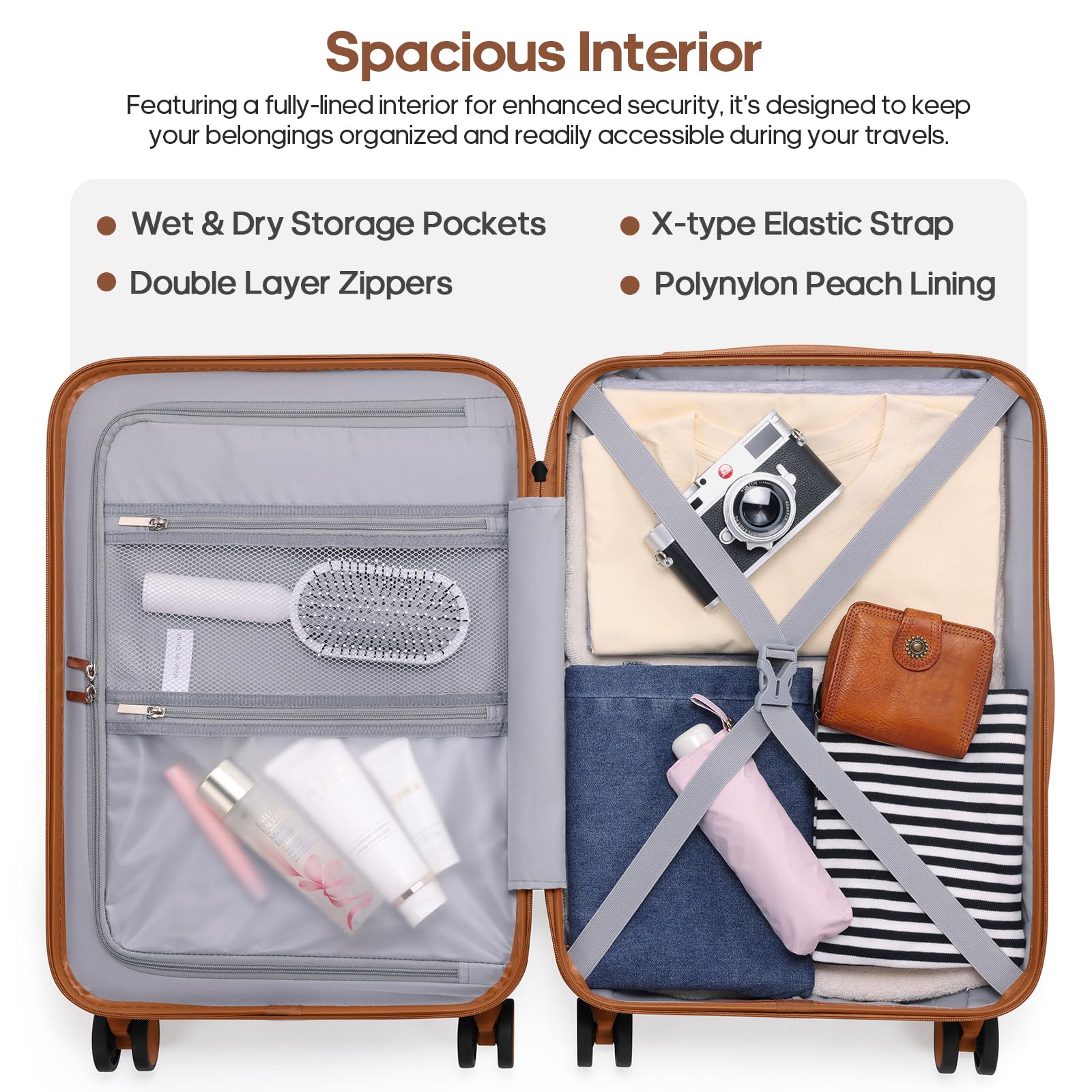 Durable 3-Piece Polycarbonate Luggage Set with Backpack - Airline Approved Carry-On Hardshell Suitcase with Spinner Wheels & TSA Lock | Perfect for Business Travel, Family Vacations & International Trips