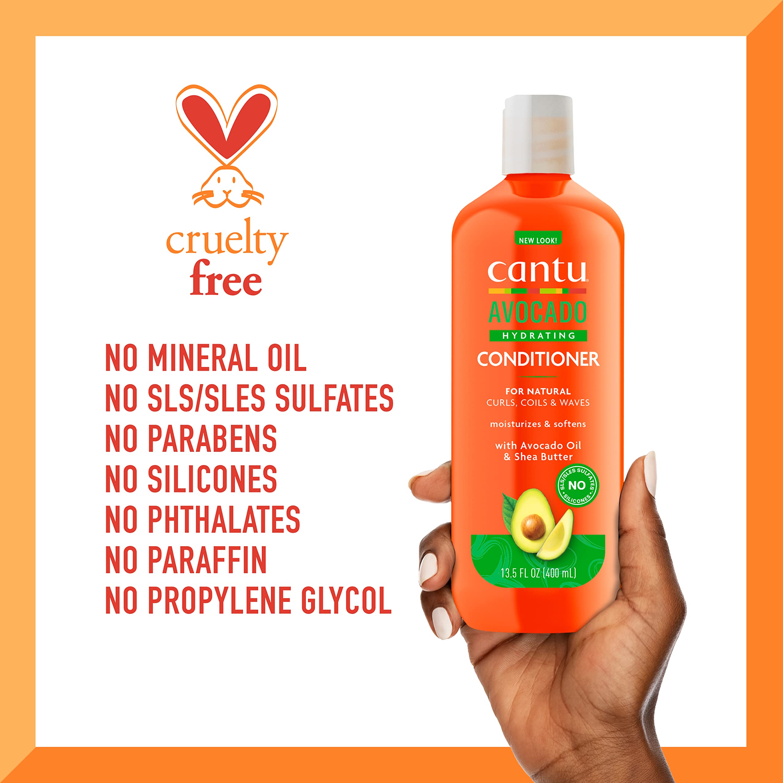 **Cantu Avocado Hydrating Silicone-Free Conditioner with Pure Shea Butter, 13.5 oz (Pack of 2) – Deep Moisture for Curly, Coily & Natural Hair – Perfect for Dry, Damaged Hair Care & Daily Hydration**