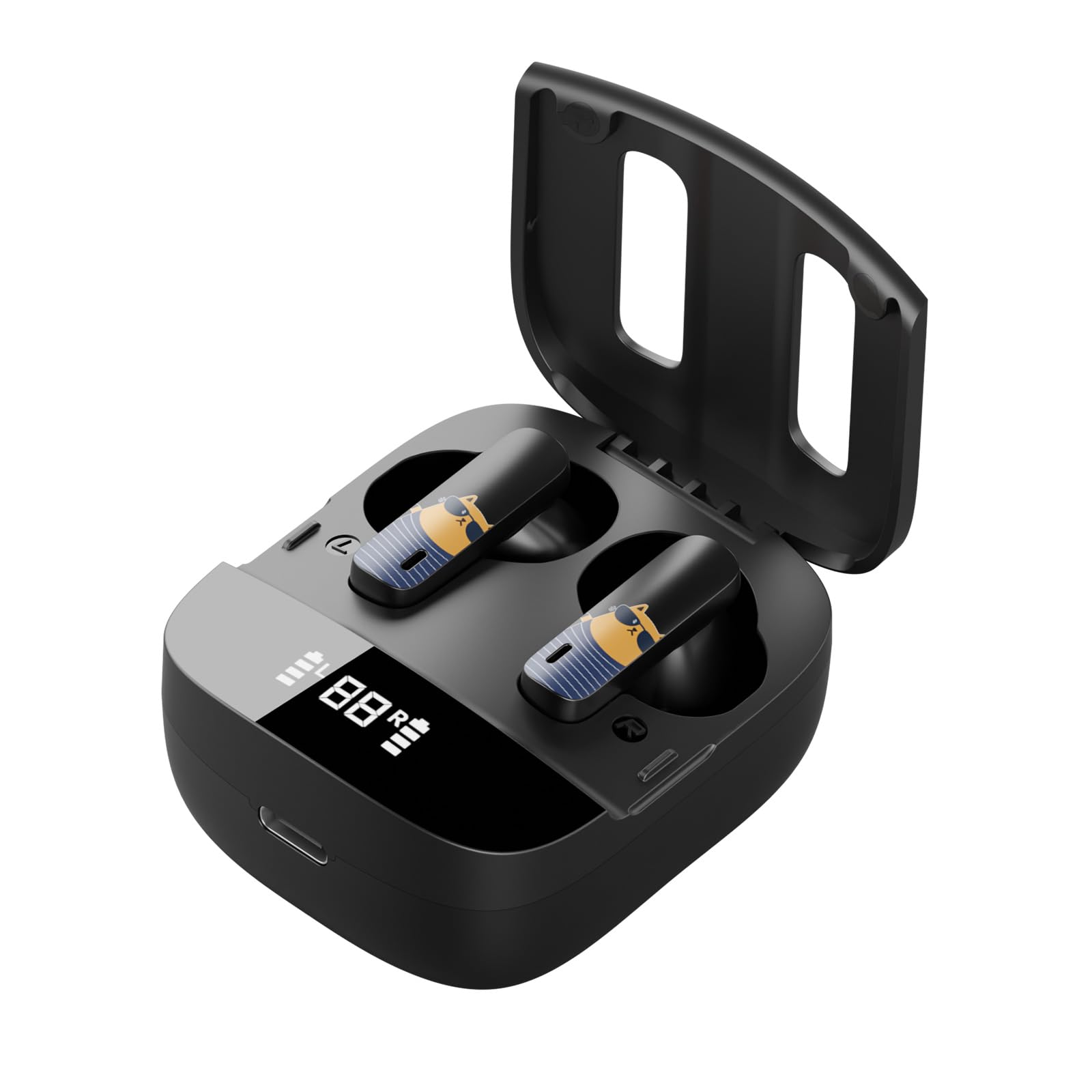 Wireless Bluetooth 5.3 Earbuds with Charging Case, Lightweight Stereo Headphones with Mic for iPhone Android, True Wireless Earphones for Calls Music Gym Running Travel - Black