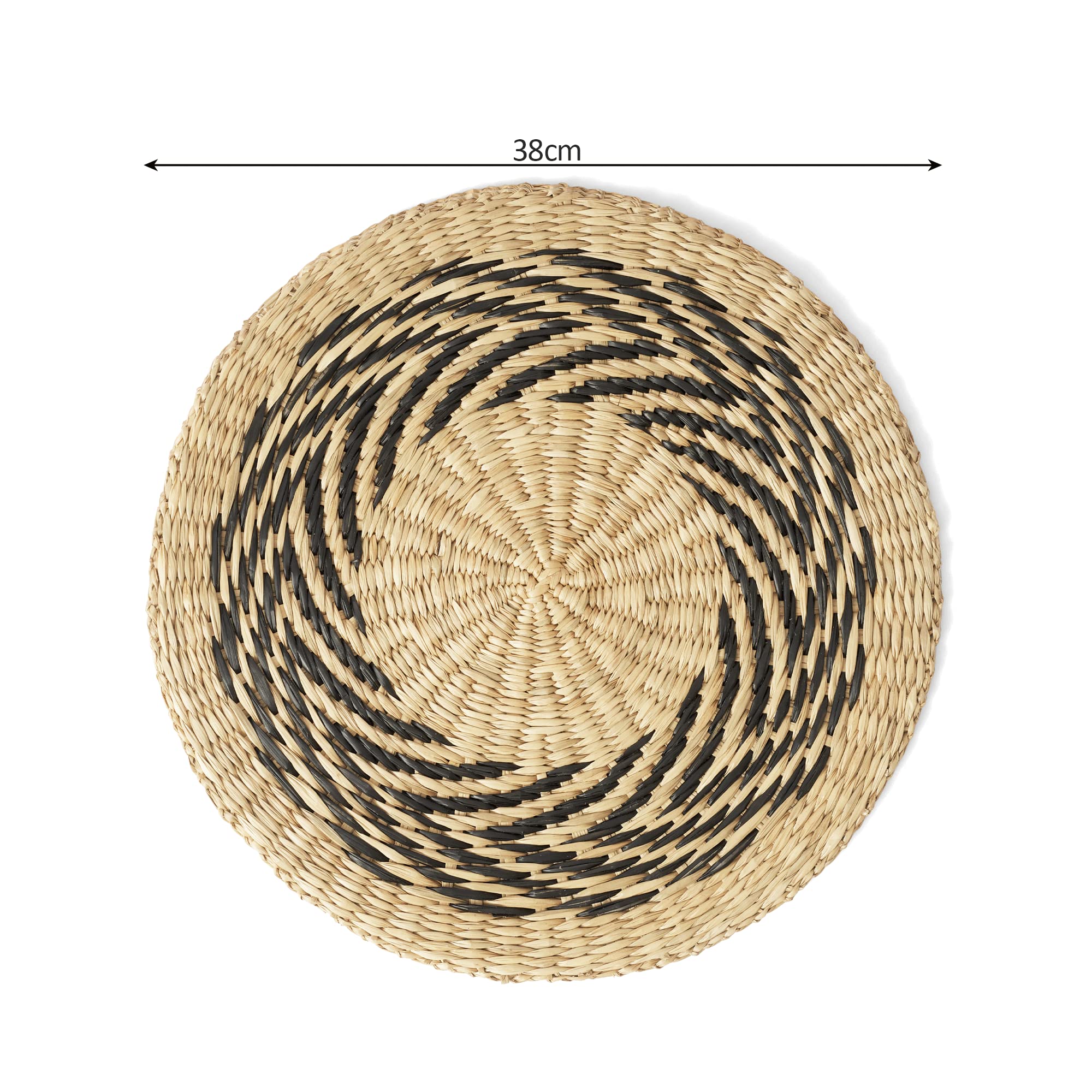 Artera Round Woven Placemats Set of 6 - Natural Wicker Seagrass Braided Table Mats, Heat Resistant Non-Slip Handmade Straw Placemats for Dining Table, Kitchen, Outdoor Picnic & Home Decor