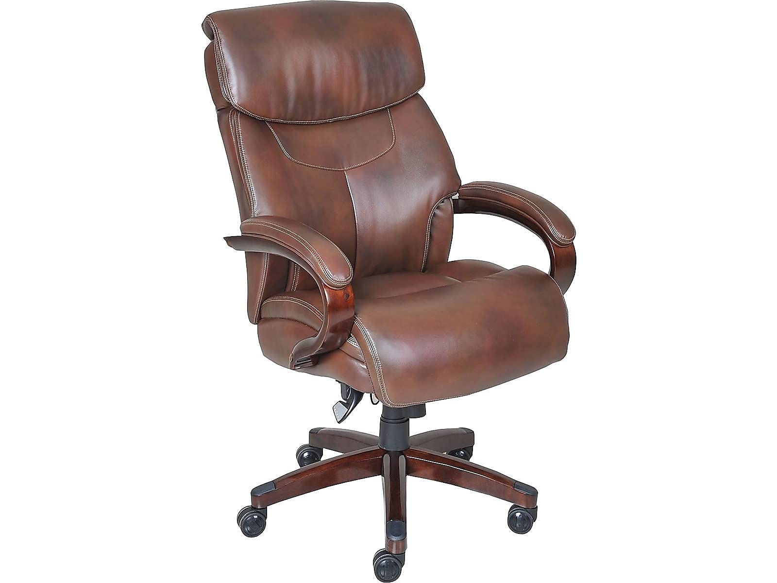 La-Z-Boy 1104593 Bradley Bonded Leather Executive Office Chair - Ergonomic High Back Swivel Chair with Adjustable Height for Home & Business Workspaces