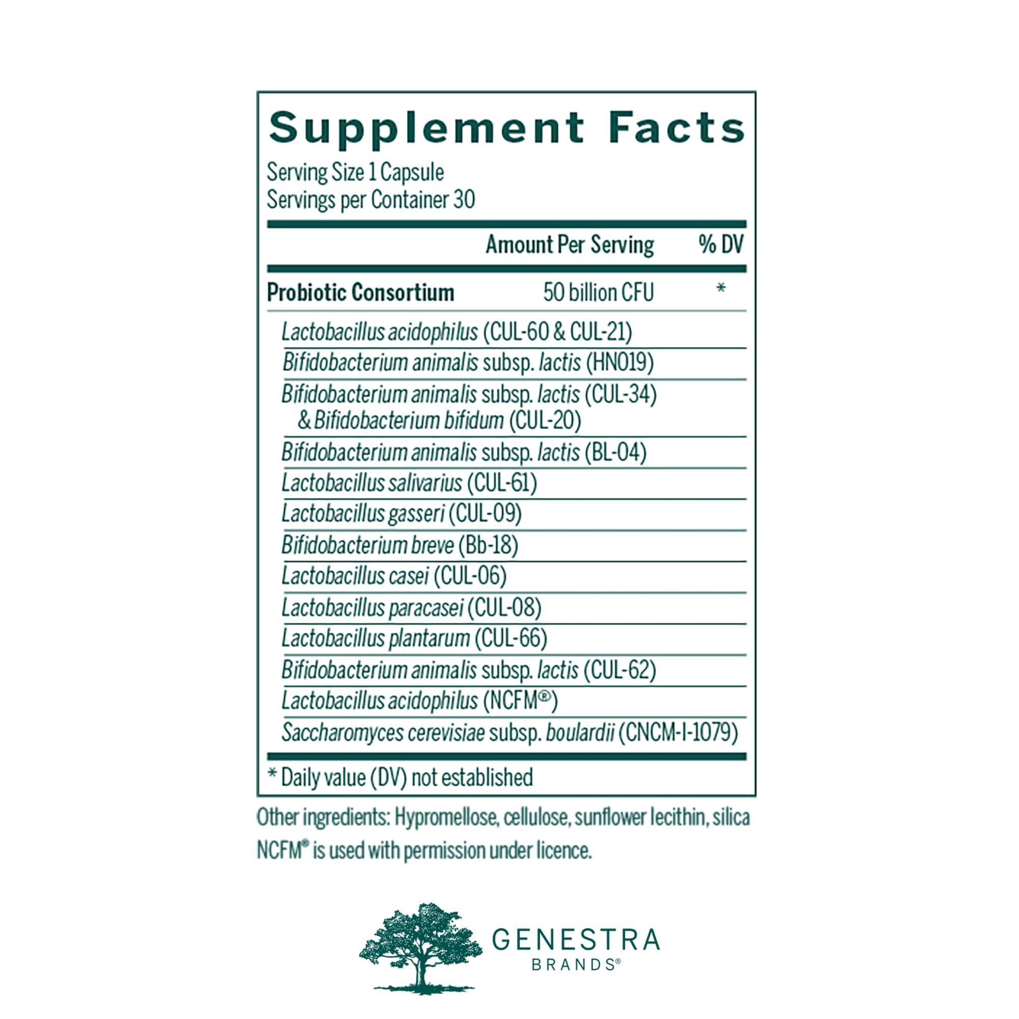 Genestra Brands HMF Multi Strain 50 Probiotic Supplement - 30 Capsules for Digestive Health & Immune Support | Daily Gut Wellness for Adults & Kids