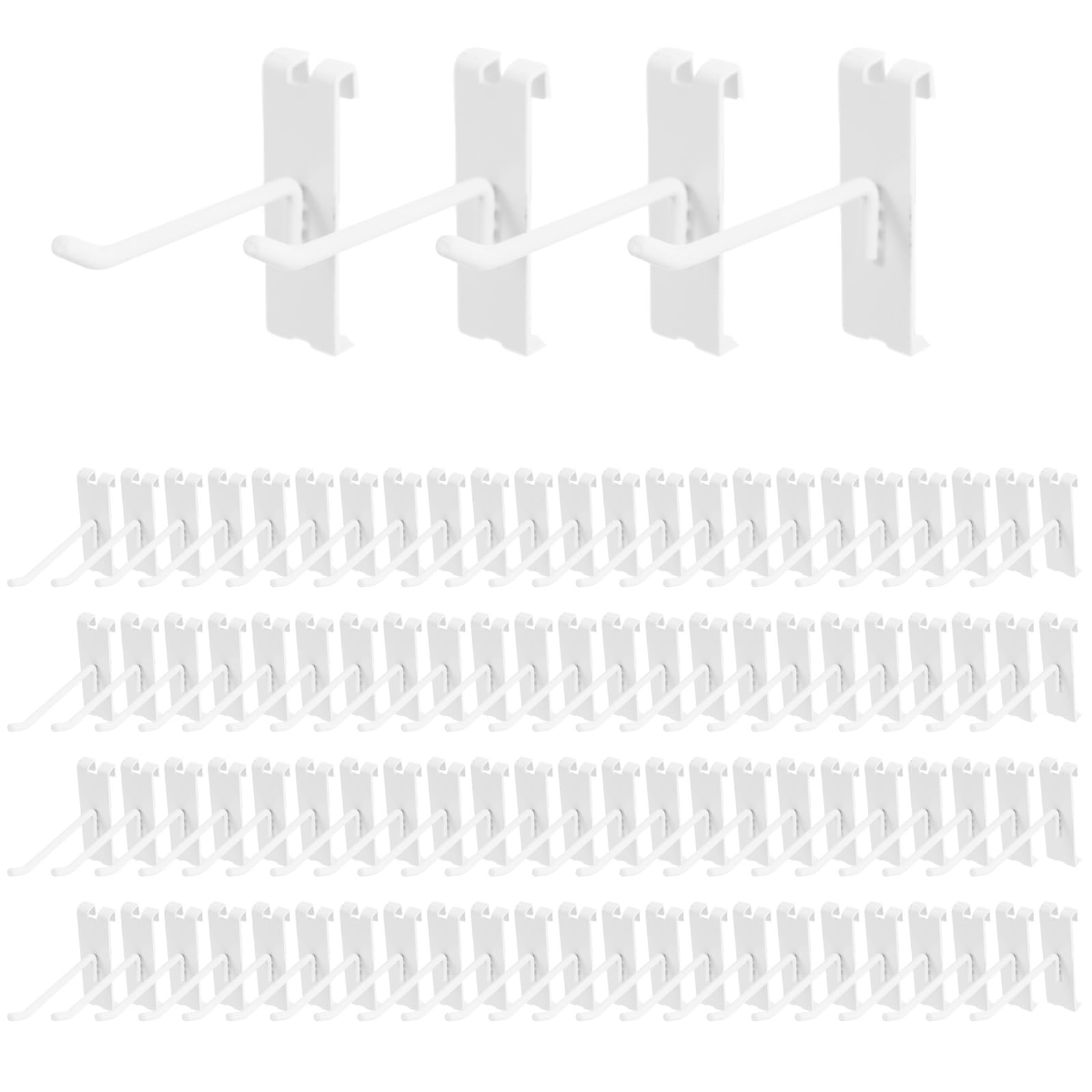 Polmart 4-Inch Heavy Duty White Gridwall Panel Hooks - Pack of 96 - Durable Retail Display Hooks for Store Shelving, Clothing Racks & Trade Show Displays