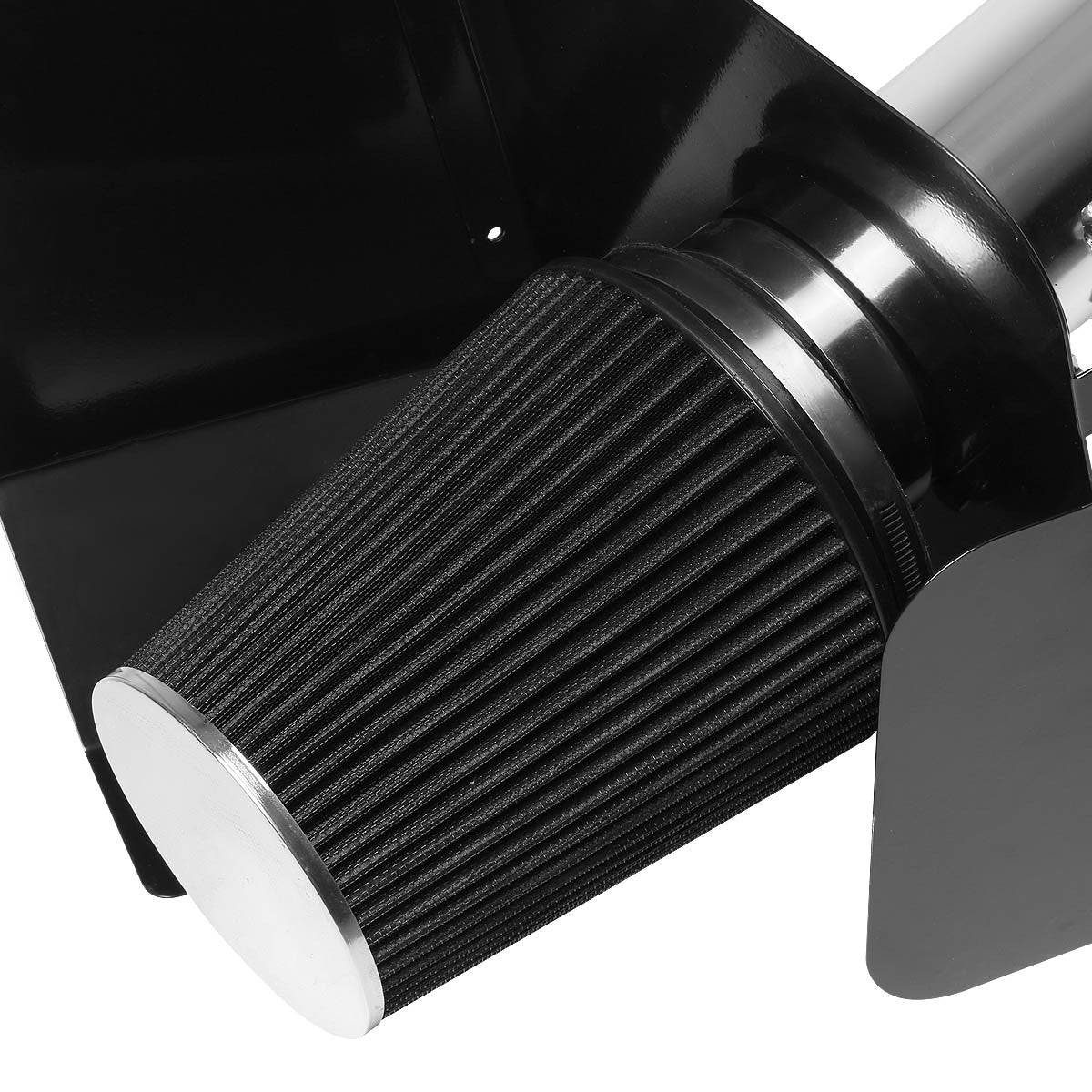 09-14 Chevy Silverado GMC Sierra 4.8L 6.2L Aluminum Cold Air Intake Kit with Heat Shield & High-Performance Air Filter - Improve Engine Power & Fuel Efficiency for Off-Road & Towing