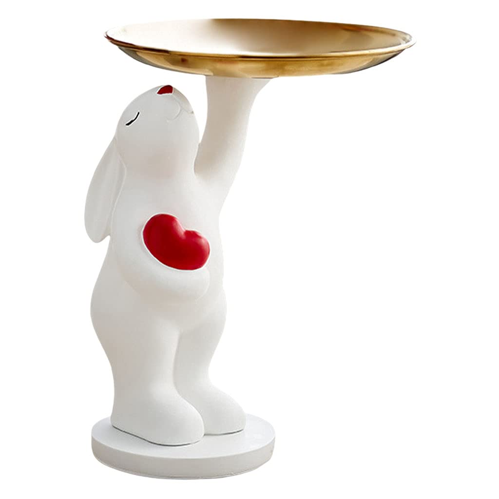 Dolity Animal Figurine Decorative Tray - Rabbit Shaped Key Holder, Jewelry Organizer & Snack Dish for Living Room, Bedroom - Perfect Gift for Home Decor & Storage Solutions