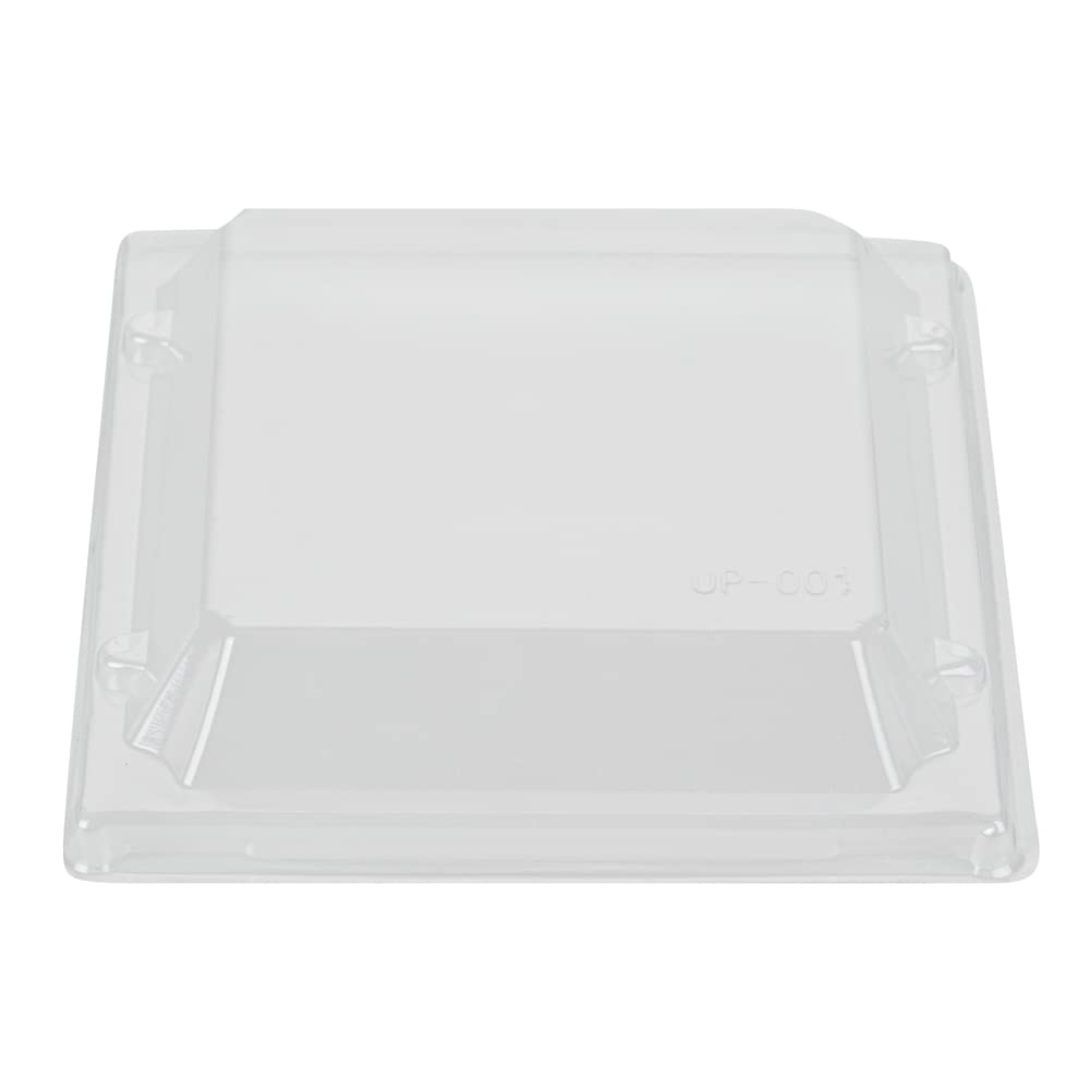 Restaurantware 100 Pack Clear Plastic Lids 5.3 x 5.3 x 1 Inch - Square Transparent To-Go Container Lids for 14 oz Flare Wooden Food Boxes (Containers Sold Separately) | Perfect for Takeout, Meal Prep & Catering