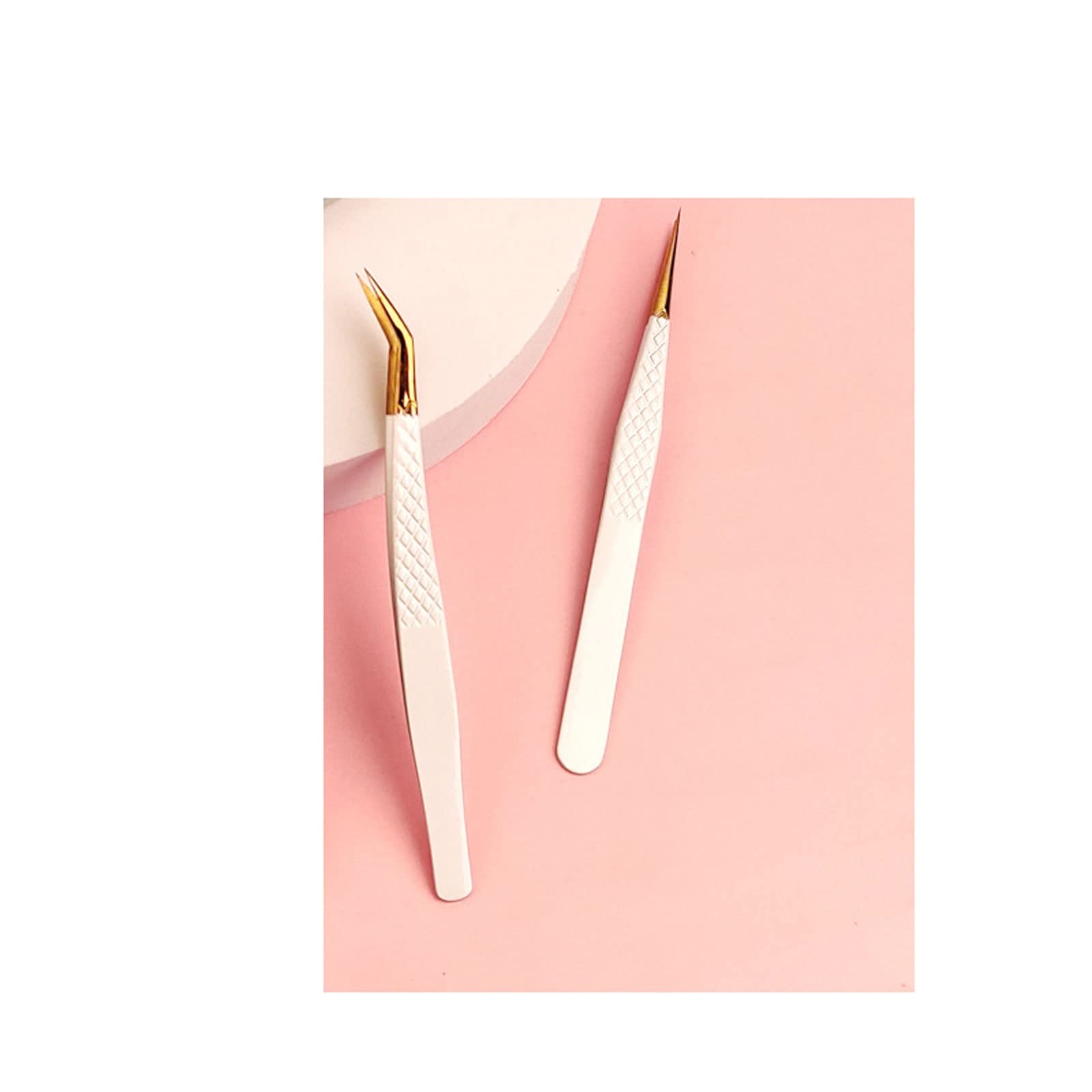 Professional Eyelash Extension Tweezers - White Volume Fake Lash & Nail Art Clip Tools for Precise Makeup Application | Salon, Home & Professional Use