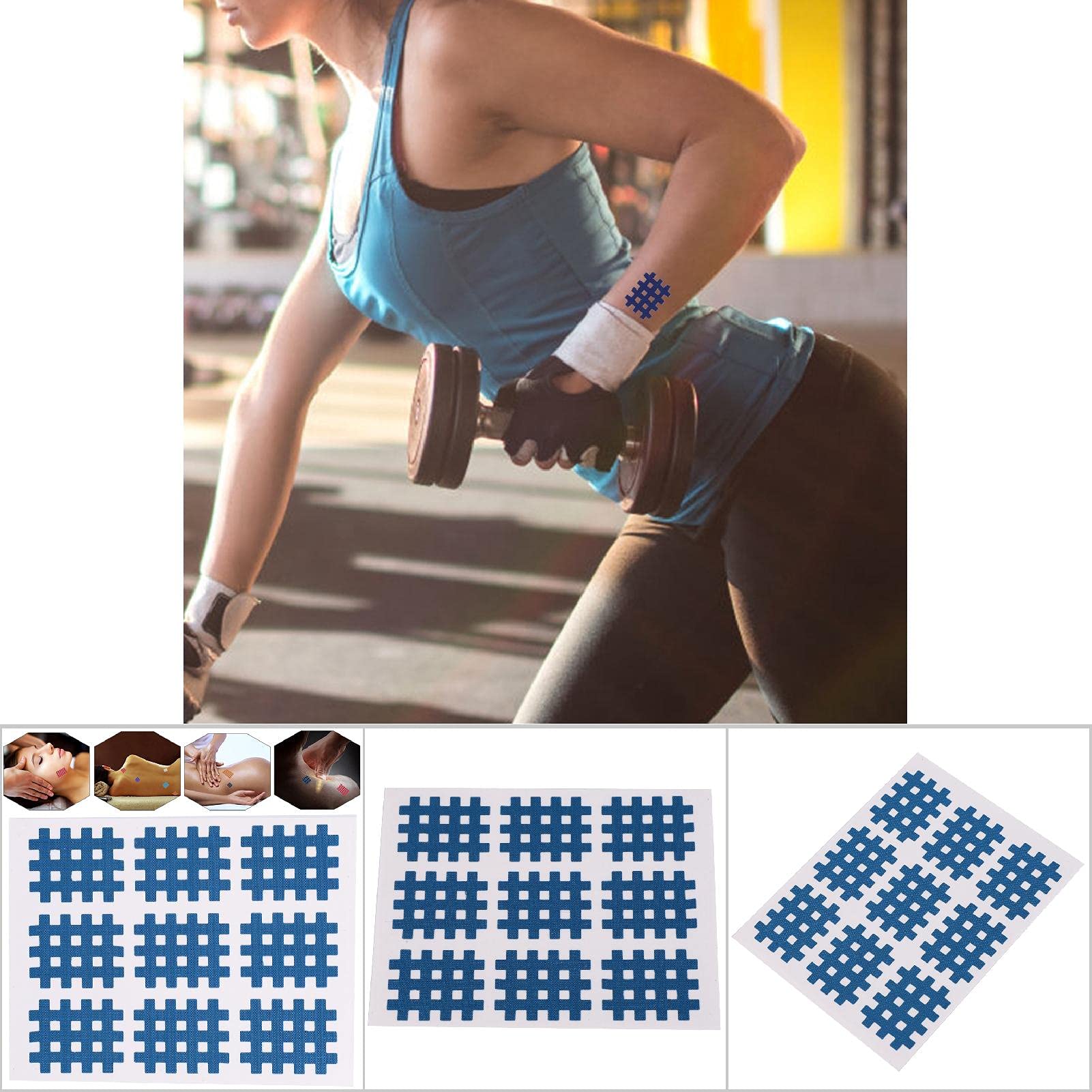 Elastic Kinesiology Tape for Muscle Recovery - Sports & Fitness Tape for Shoulder, Knee Pain Relief - Breathable Rayon Athletic Tape (1 Roll, 9 Pre-Cut Strips) - Ideal for Post-Workout Recovery, Joint Support & Sports Injury Prevention