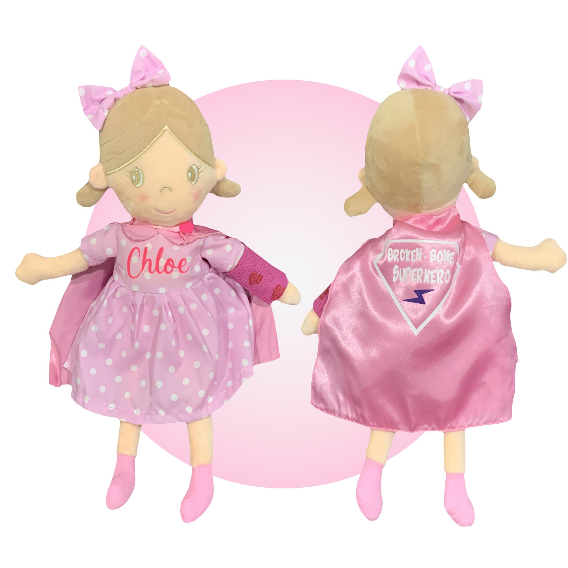 Handmade Personalized Doll with Broken Arm - Thoughtful Get Well Soon Gift for Kids & Girls - Broken Wrist or Leg Recovery Present - Perfect for Hospital Visits & Cheering Up Sick Children - Gift Wrapped by Kikilishop
