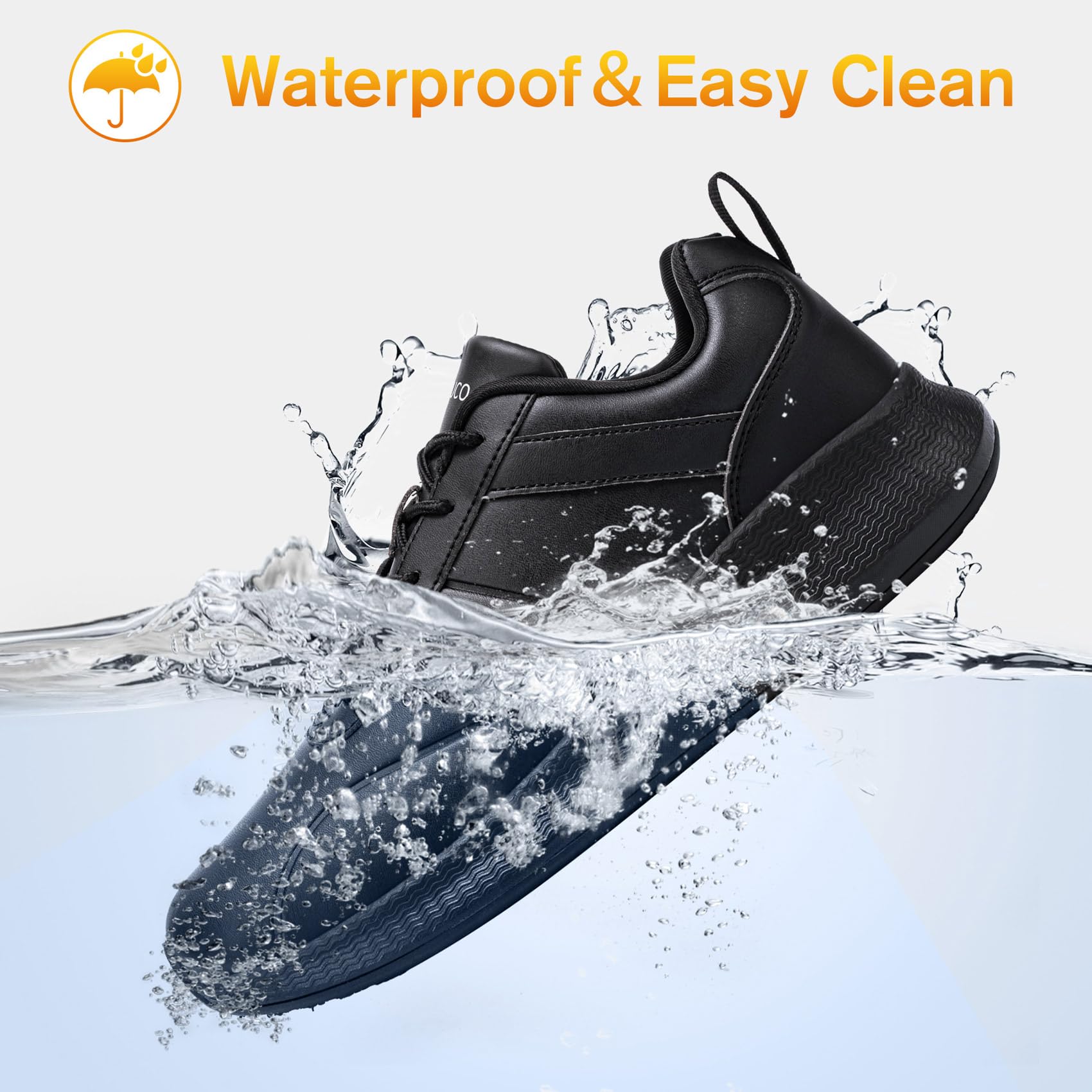 **Slip-Resistant Men's Work Shoes - Waterproof Slip-On Sneakers for Kitchen & Restaurant Staff | Comfortable Non-Slip Chef Shoes for Safety | Ideal for Cooking, Food Service & Hospitality (Black)**