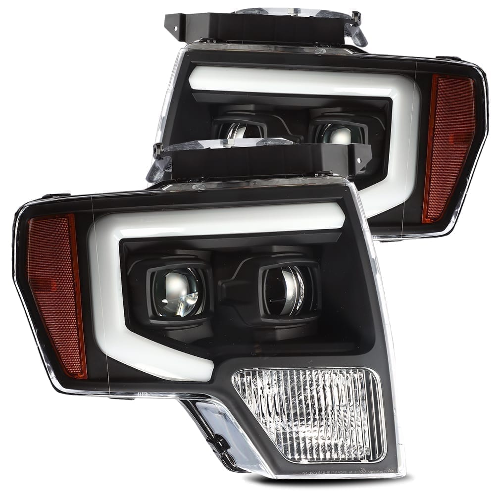 Alpha Rex 880199 Black Plank Style Projector Headlights for 2009-2014 Ford F150 with Sequential Turn Signals - Upgrade Your Truck Lighting for Night Driving & Off-Road Adventures