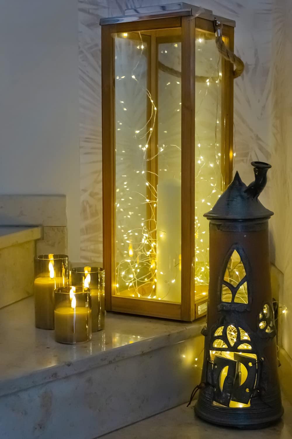 Idena 50062 - LED Flameless Candles with Timer, Battery Operated, Remote Control, 3 Brightness Levels, Realistic Wax Look in Glass Holder - Perfect for Home Decor, Weddings, and Romantic Dinners