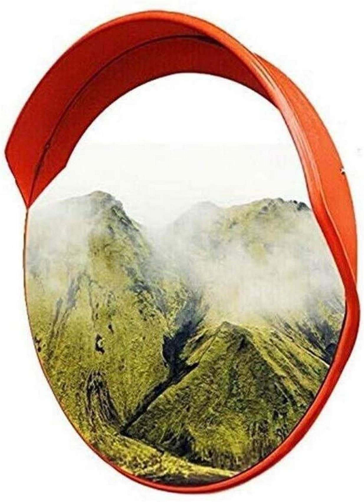 FMOGE 100cm Orange Convex Traffic Safety Mirror for Outdoor Blind Spots - Warehouse, Store, Road & Parking Lot Use