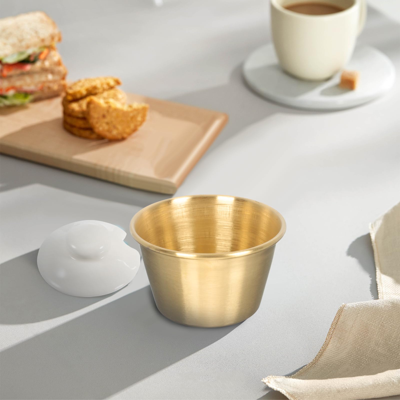 Stainless Steel Sauce Cups - 5pcs Stackable Ramekins for Sushi, Salad Dressing & Dipping Sauces