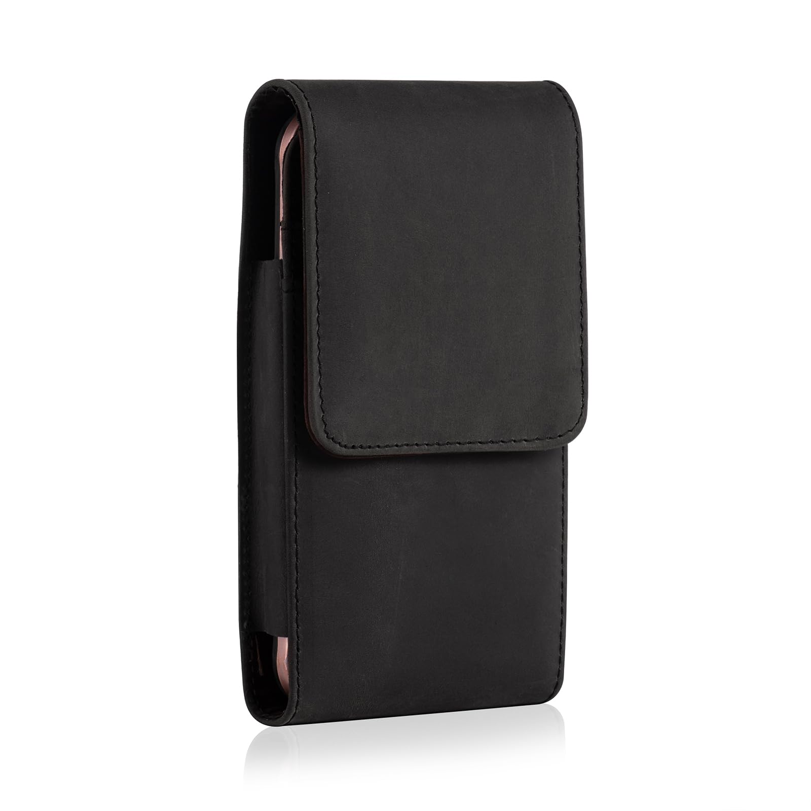 Genuine Leather Phone Holster for iPhone 16/15/14/13/12 Pro Max & Samsung Galaxy S24/S25 Ultra - Belt Pouch Case with Clip & Card Slot (Grey) | Perfect for Work, Travel & Outdoor Activities