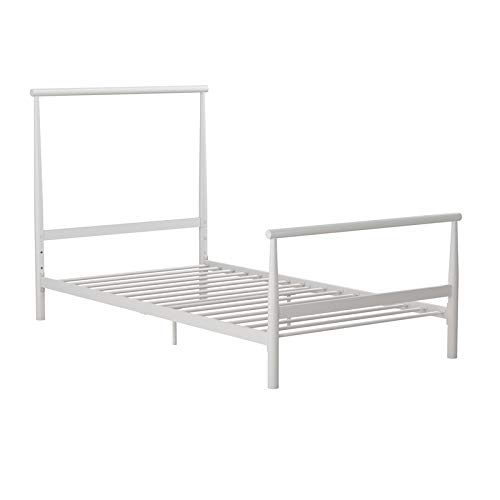 DHP Calixa Modern Metal Bed Frame - Industrial Minimalist Design Twin Size White Platform Bed with Sturdy Steel Slats - Perfect for Small Bedrooms, Guest Rooms & Dormitories