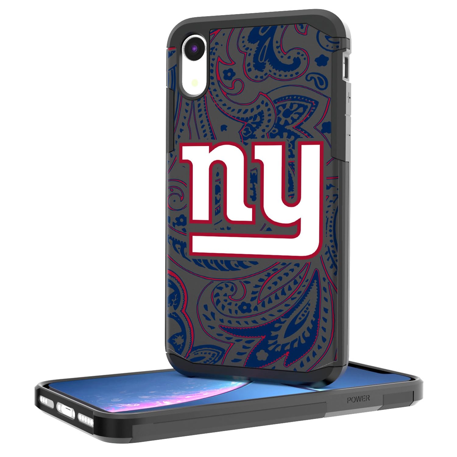 New York Giants iPhone Rugged Case with Paisley Design - Durable Protection for iPhone 14/13/12/11/X - Perfect for Football Fans, Game Days & Everyday Use