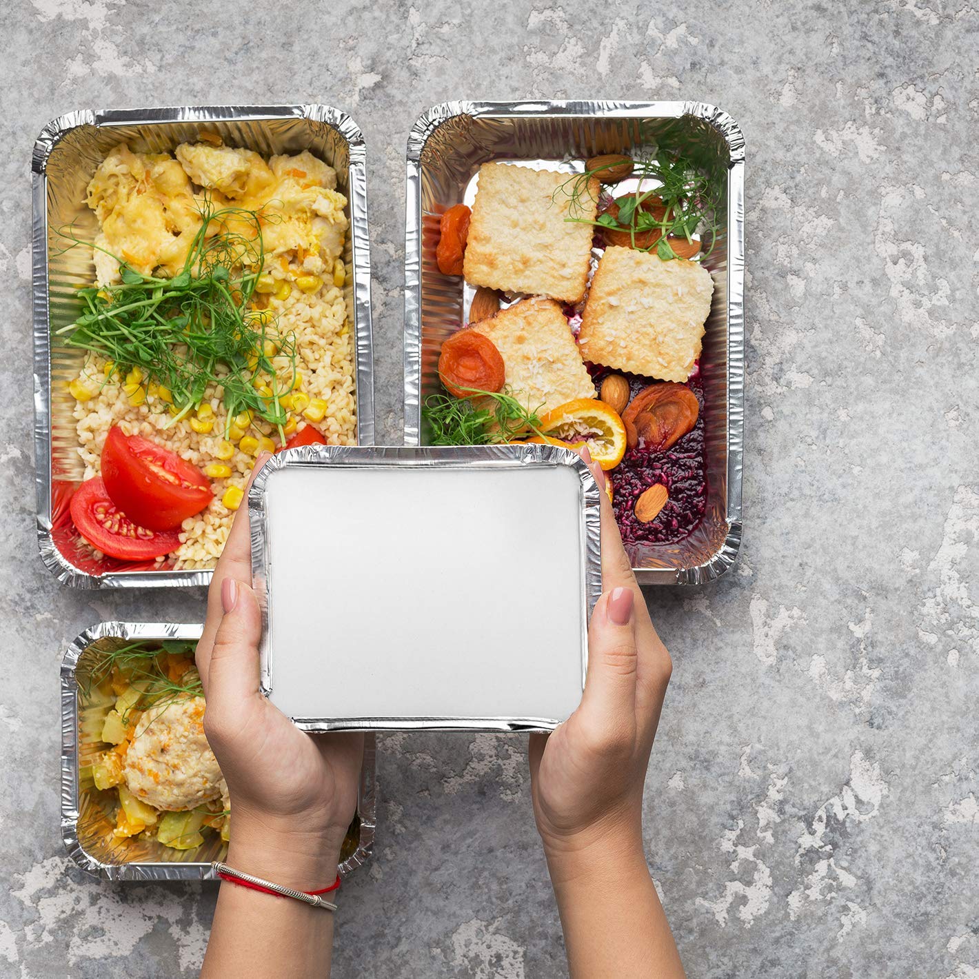 50-Pack Small Aluminum Takeout Containers with Cardboard Lids - 1 lb Disposable Oblong Foil Pans for Cooking, Baking, Meal Prep & Food Storage - Perfect for Parties, Picnics & Leftovers